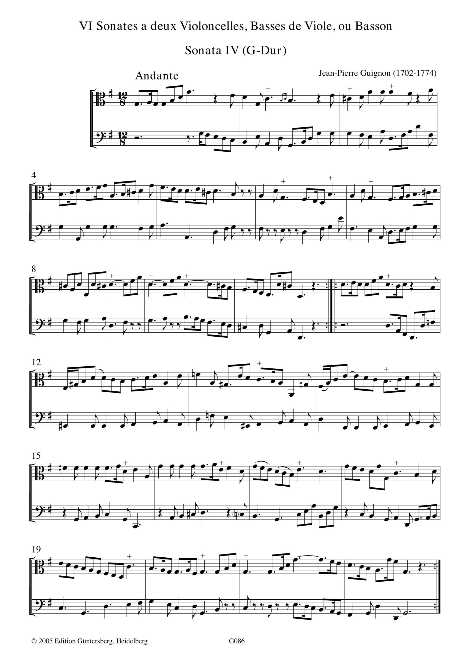 Jean-Pierre Guignon (1702-1774) Sechs
Sonaten op. 2 - für zwei Violen da Gamba – Bild 4