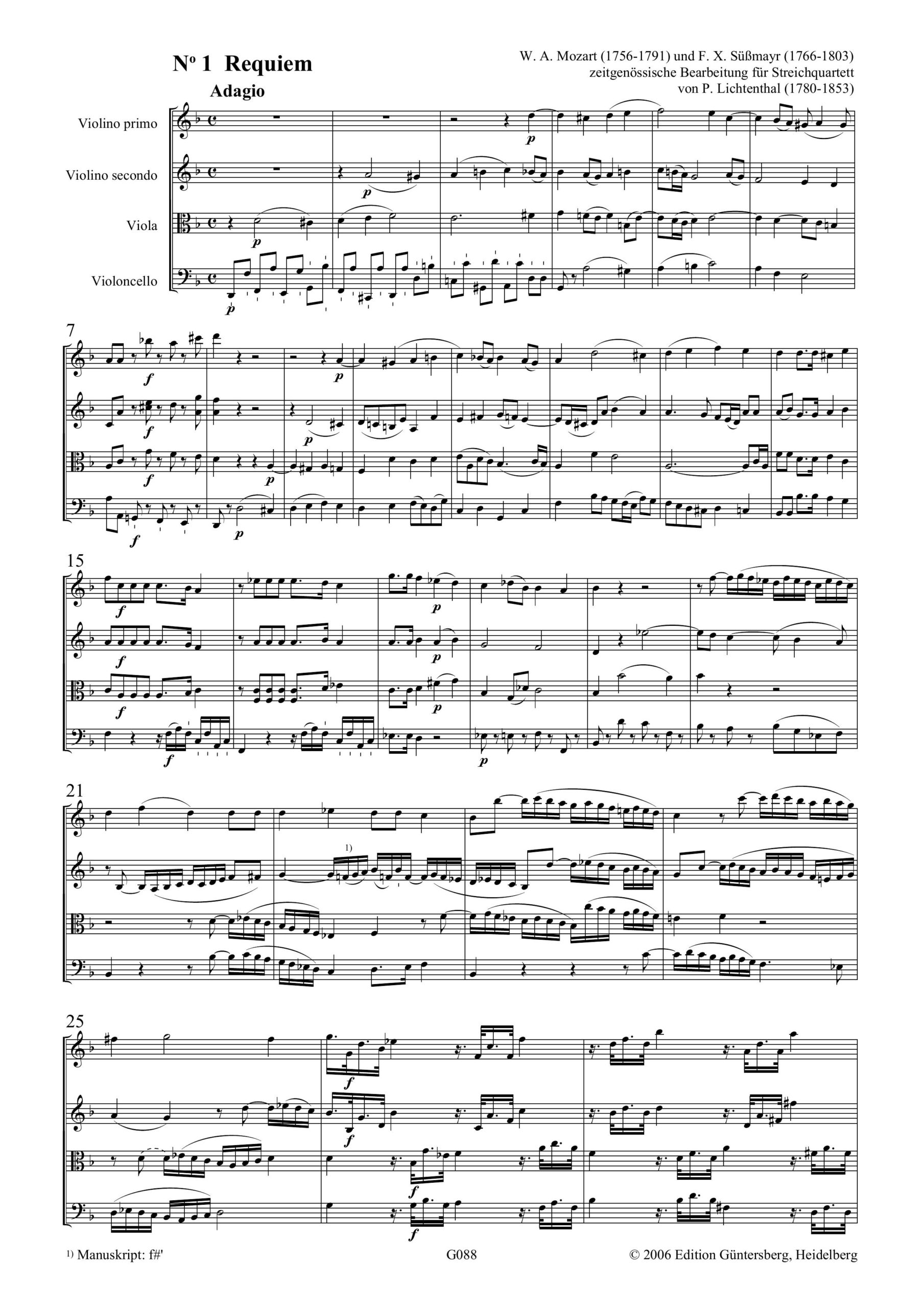 Wolfgang Amadeus Mozart (1756-1792) Requiem KV 626 - Zeitgenössische Bearbeitung für Streichquartett von Peter Lichtenthal
(1780-1853) - Image 7