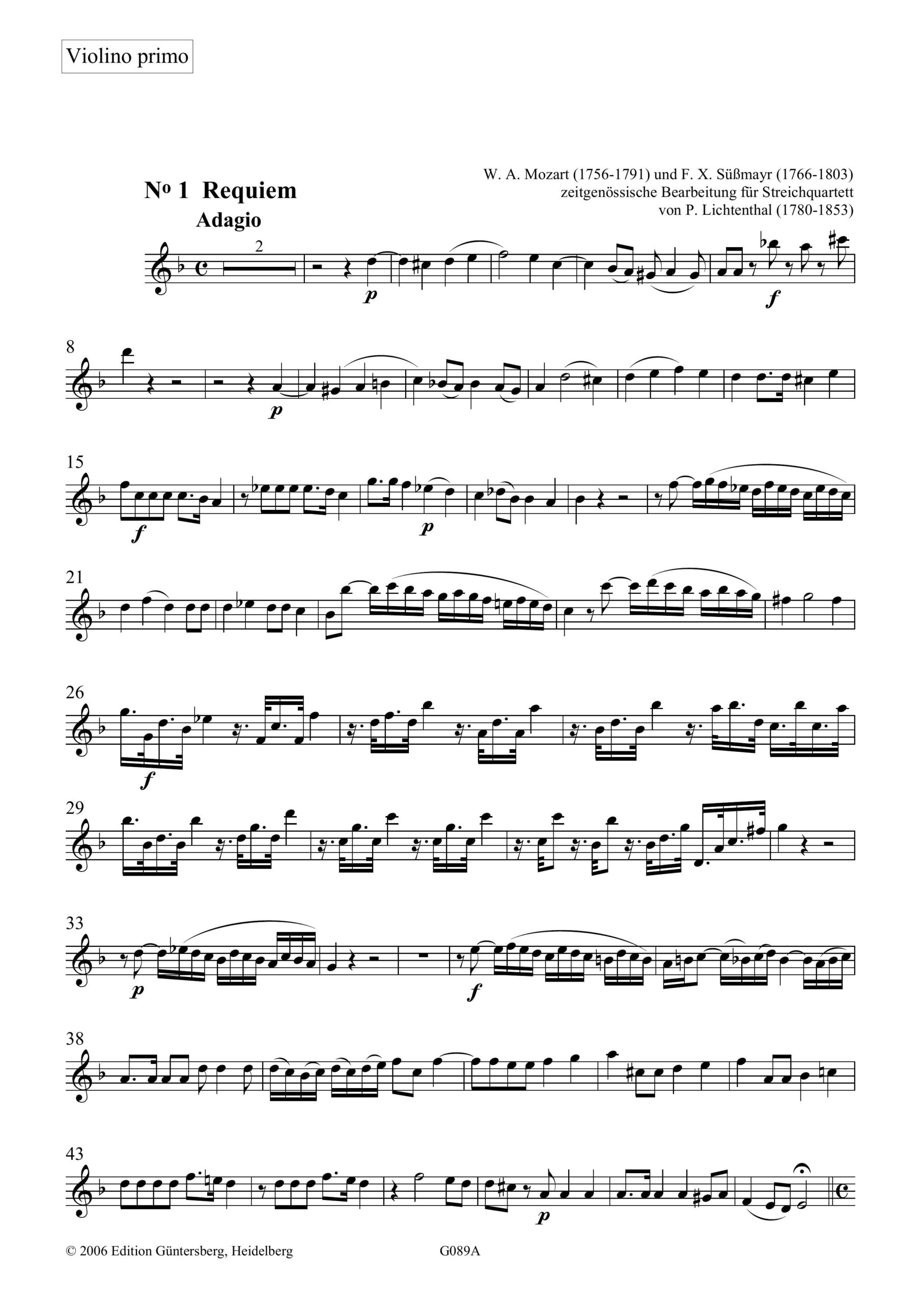 Wolfgang Amadeus Mozart (1756-1792) Requiem KV 626 - Zeitgenössische Bearbeitung für Streichquartett von Peter Lichtenthal
(1780-1853) - Image 8