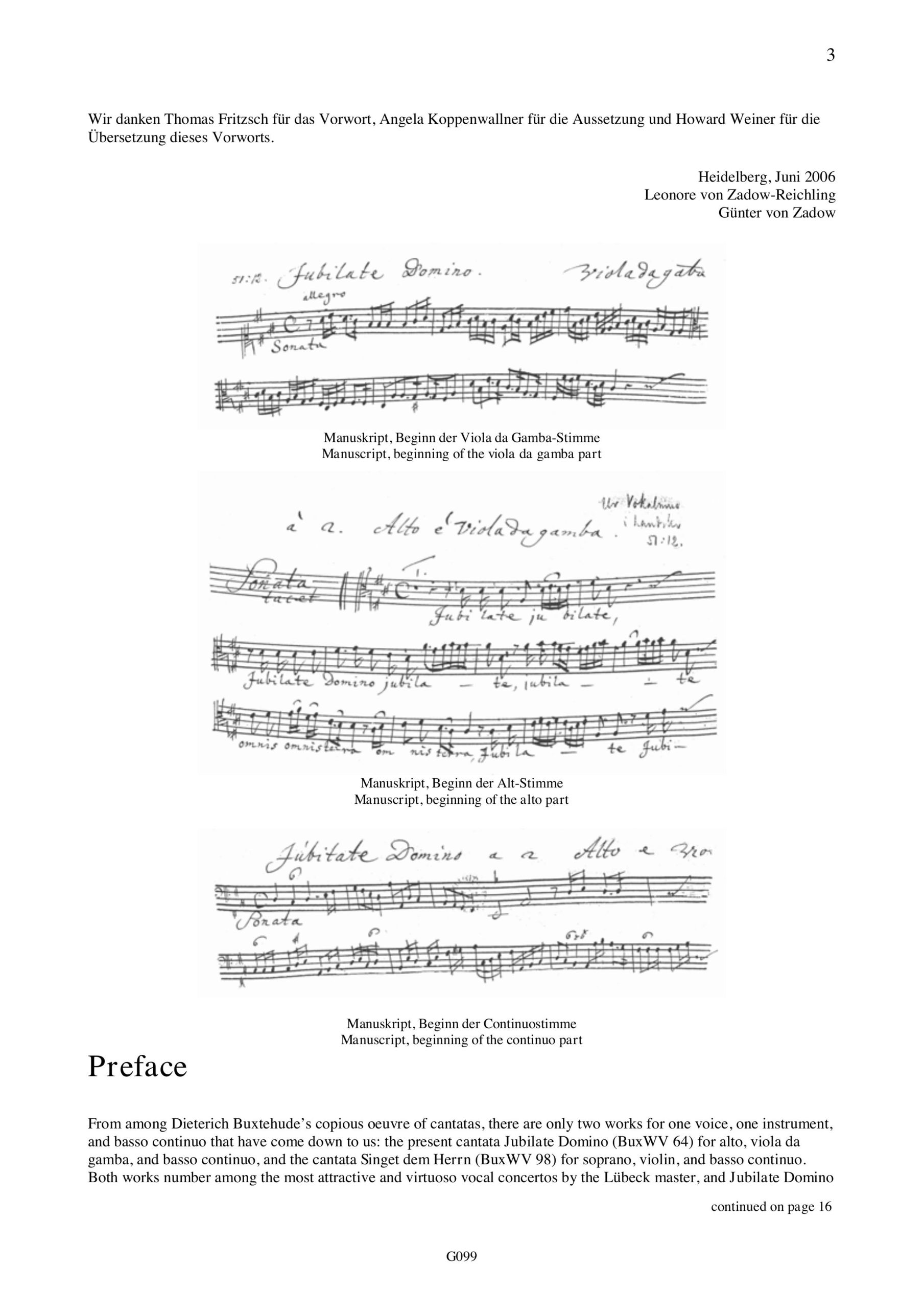 Dieterich Buxtehude (~1637-1707) Jubilate Domino - Kantate für Alt, Viola da Gamba und B.c. – Bild 3