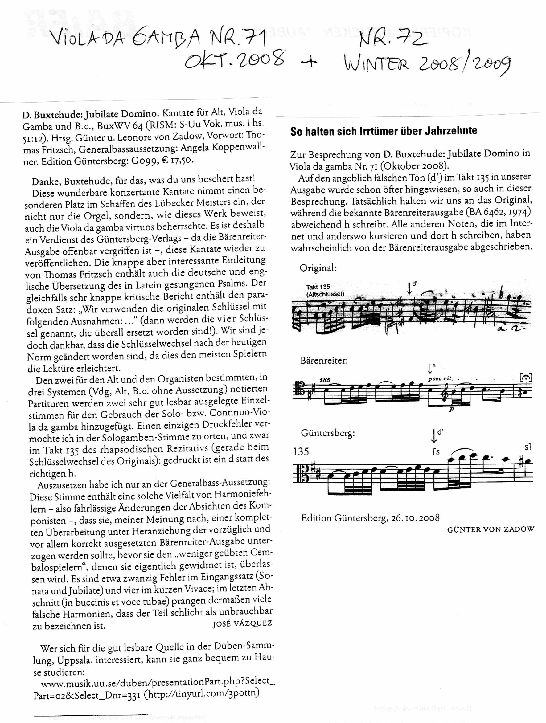 Dieterich Buxtehude (~1637-1707) Jubilate Domino - Kantate für Alt, Viola da Gamba und B.c. – Bild 4