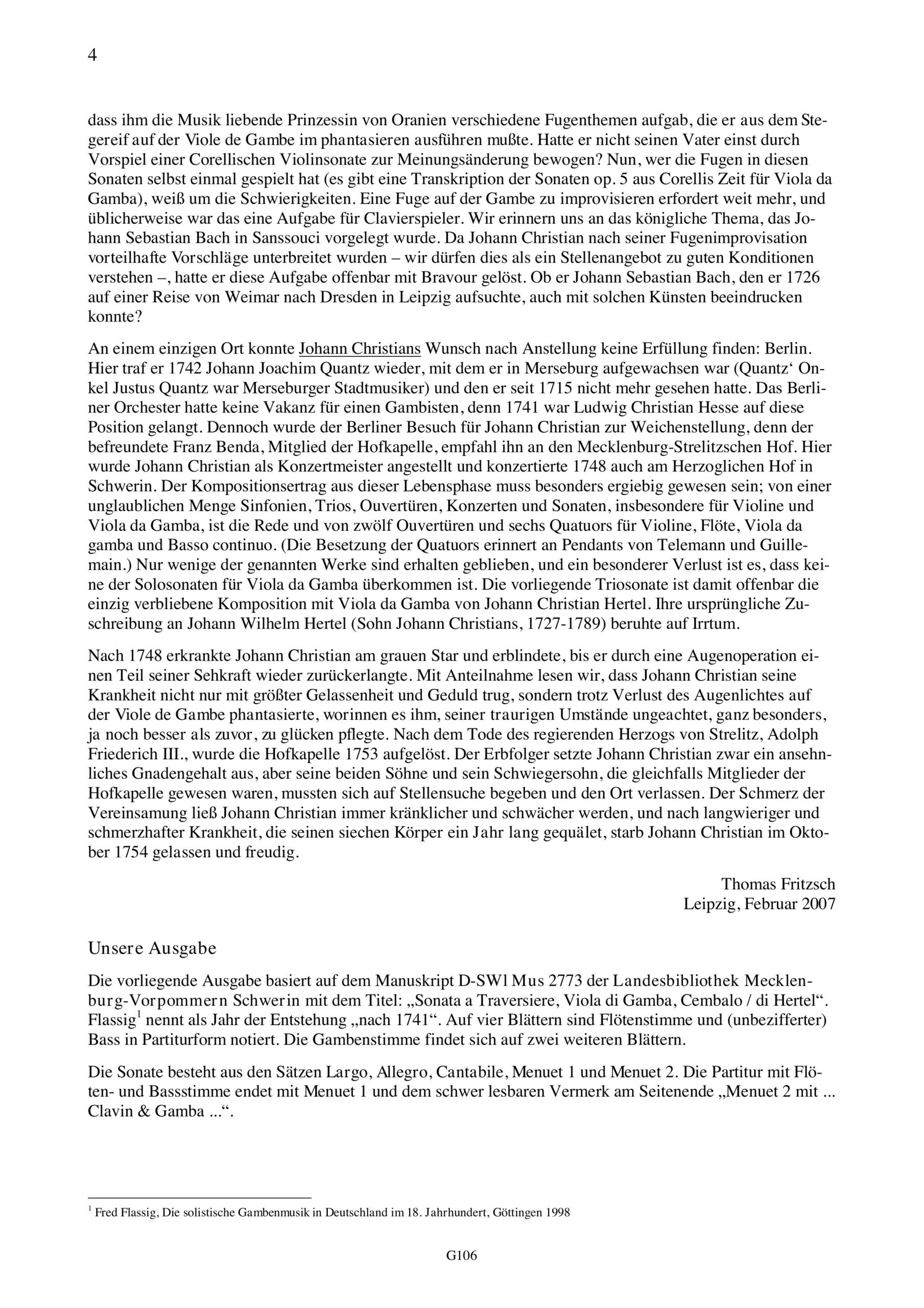 Johann Christian Hertel (1699-1754) Sonata a Traversiere, Viola di Gamba, Cembalo - Triosonate G-Dur für Traversflöte, Viola da Gamba und Basso
continuo - Image 4