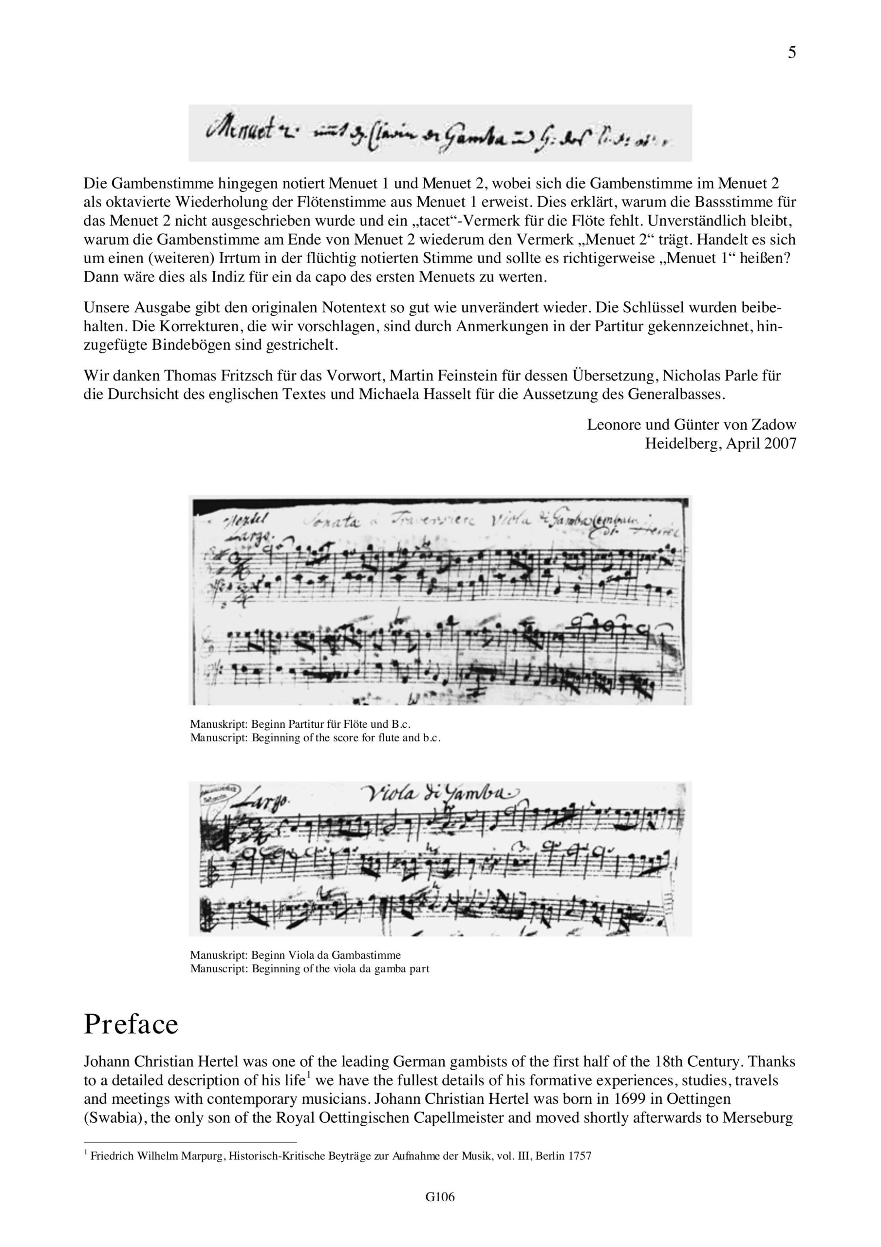 Johann Christian Hertel (1699-1754) Sonata a Traversiere, Viola di Gamba, Cembalo - Triosonate G-Dur für Traversflöte, Viola da Gamba und Basso
continuo - Image 5