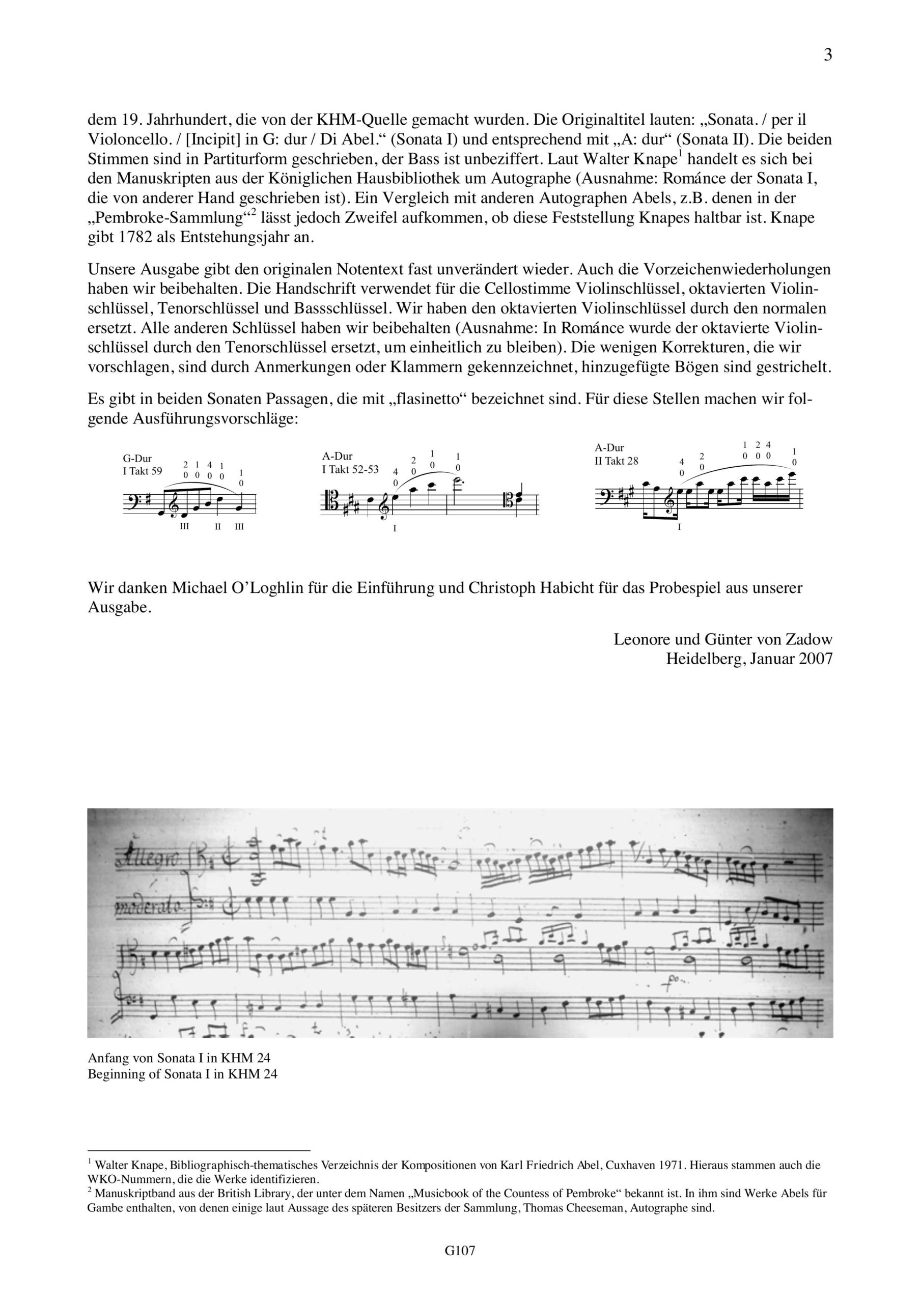 Carl Friedrich Abel (1723-1787) Zwei Berliner Sonaten für Violoncello und Bass - G-Dur und A-Dur – Bild 3