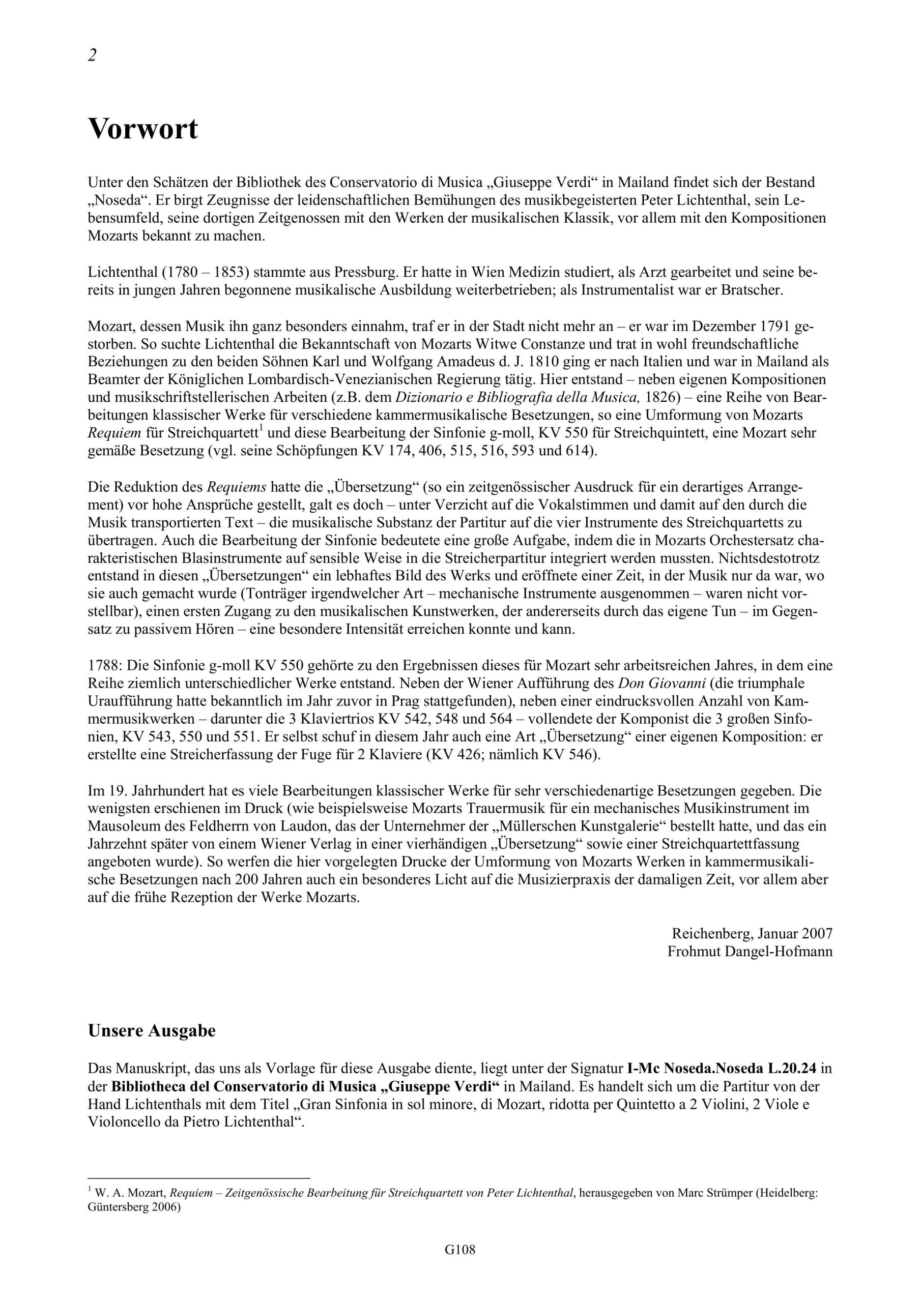 Wolfgang Amadeus Mozart (1756-1791) Sinfonie in G-Moll KV 550 - Zeitgenössische Bearbeitung für Streichquintett von Peter Lichtenthal
(1780-1853) - Image 2