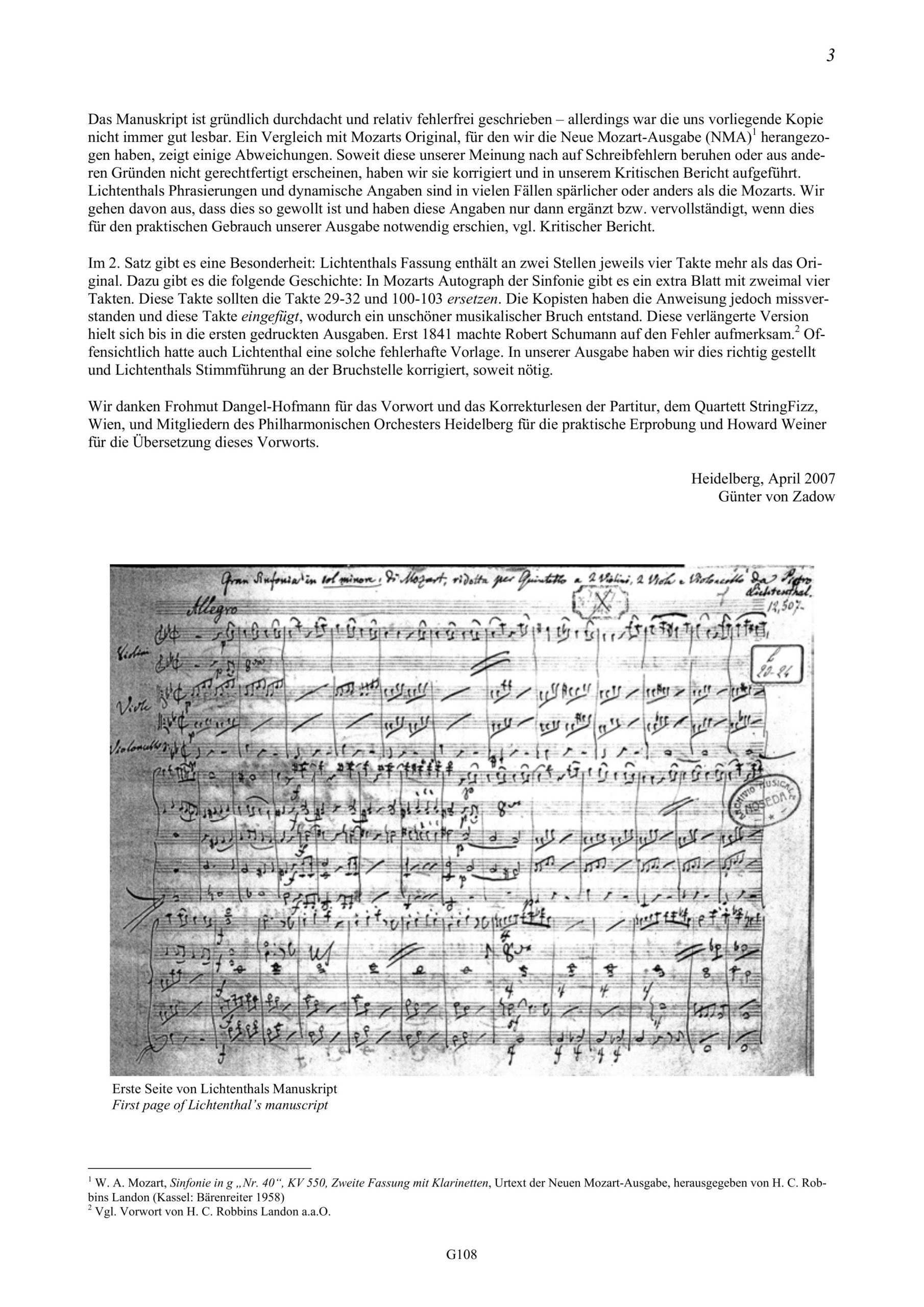 Wolfgang Amadeus Mozart (1756-1791) Sinfonie in G-Moll KV 550 - Zeitgenössische Bearbeitung für Streichquintett von Peter Lichtenthal
(1780-1853) - Image 3