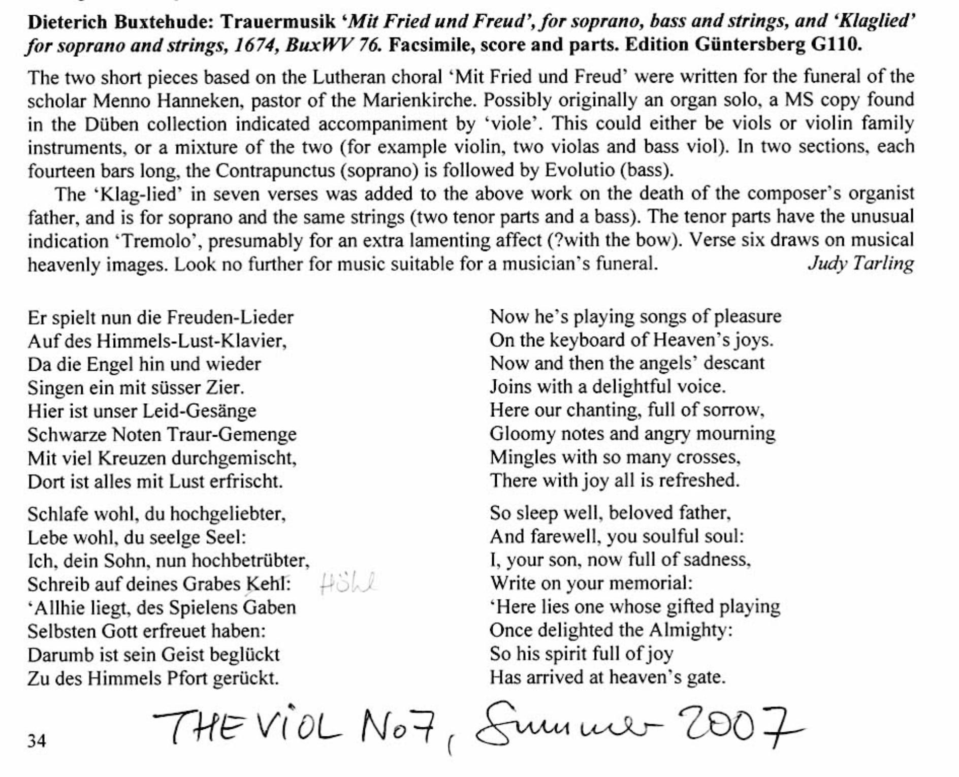 Dieterich Buxtehude (~1637-1707) Mit
Fried und Freud, Klag-Lied - Trauermusik für Sopran, Bass und vier Streicher – Bild 4