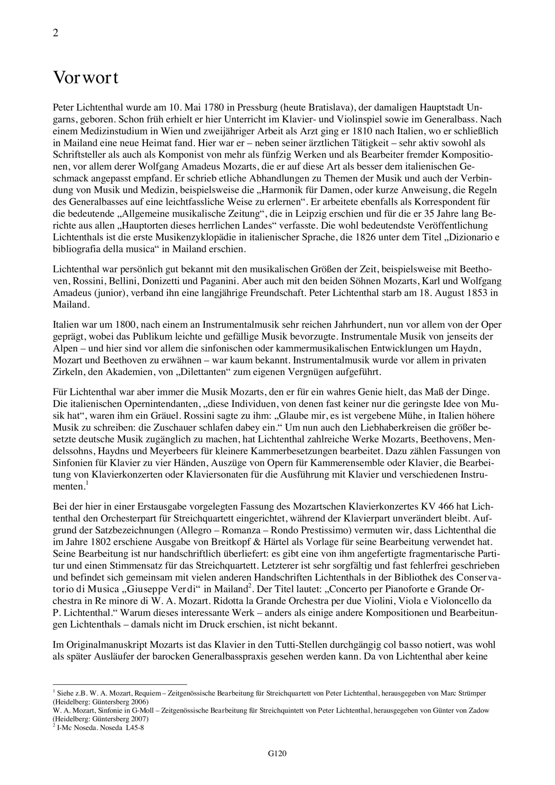 Wolfgang Amadeus Mozart (1756-1791) Konzert in D-Moll KV 466 für Klavier und Orchester - Zeitgenössische Bearbeitung des Orchesterparts für Streichquartett von
Peter Lichtenthal (1780-1853) - Image 2