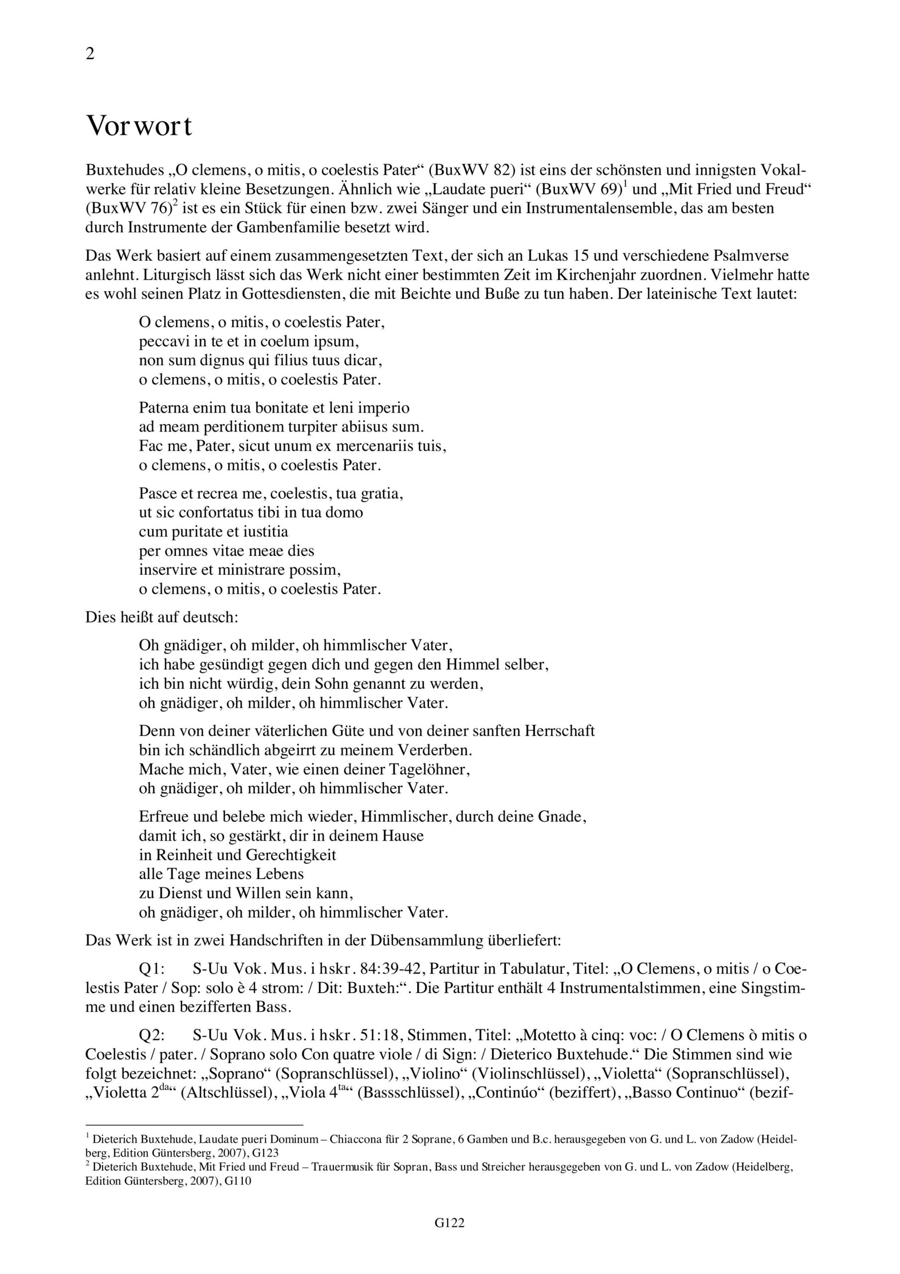 Dieterich Buxtehude (~1637-1707) O
clemens, o mitis, o coelestis Pater - Motetto für Sopran, 4 Streicher (SATB) und B.c. – Bild 2