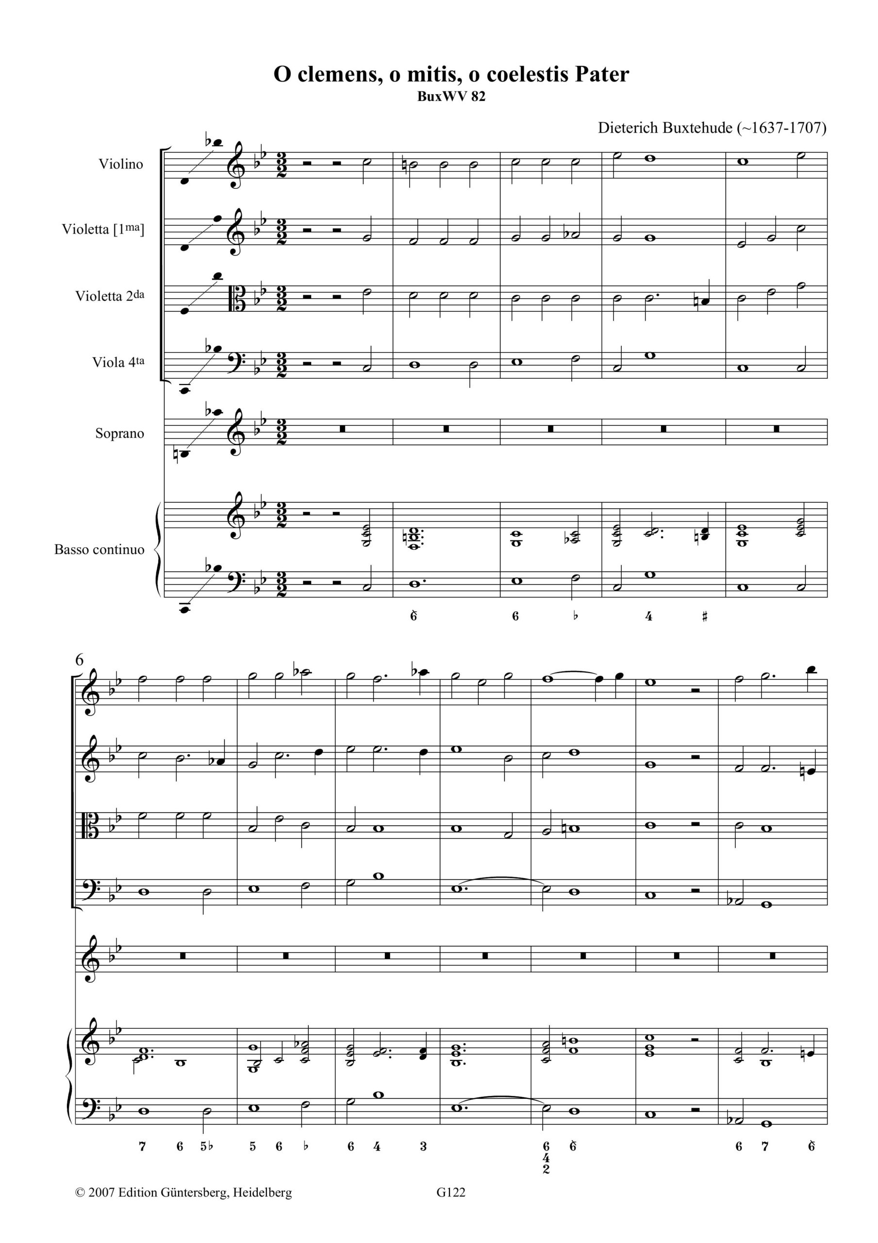 Dieterich Buxtehude (~1637-1707) O
clemens, o mitis, o coelestis Pater - Motetto für Sopran, 4 Streicher (SATB) und B.c. – Bild 4