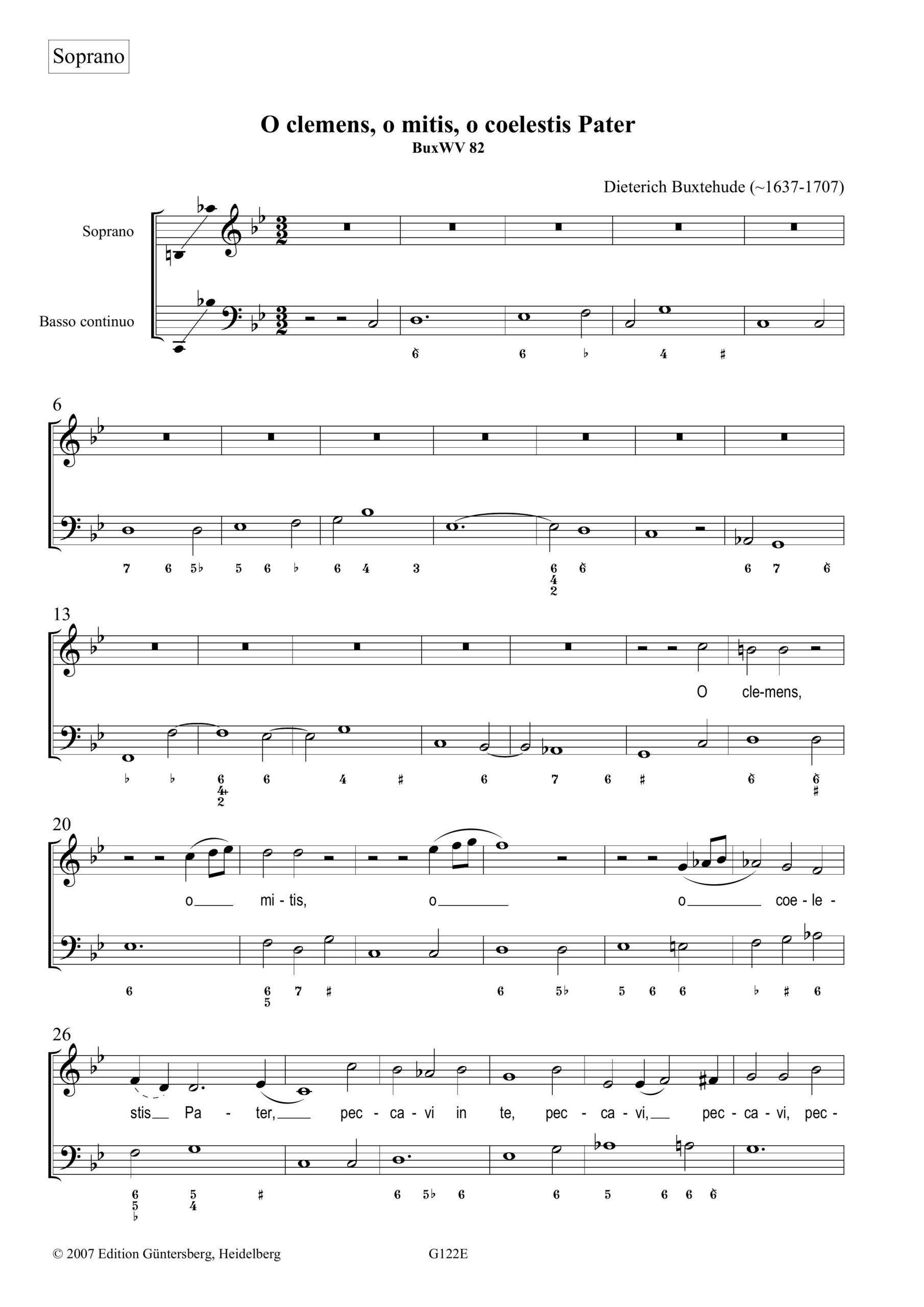 Dieterich Buxtehude (~1637-1707) O
clemens, o mitis, o coelestis Pater - Motetto für Sopran, 4 Streicher (SATB) und B.c. – Bild 5