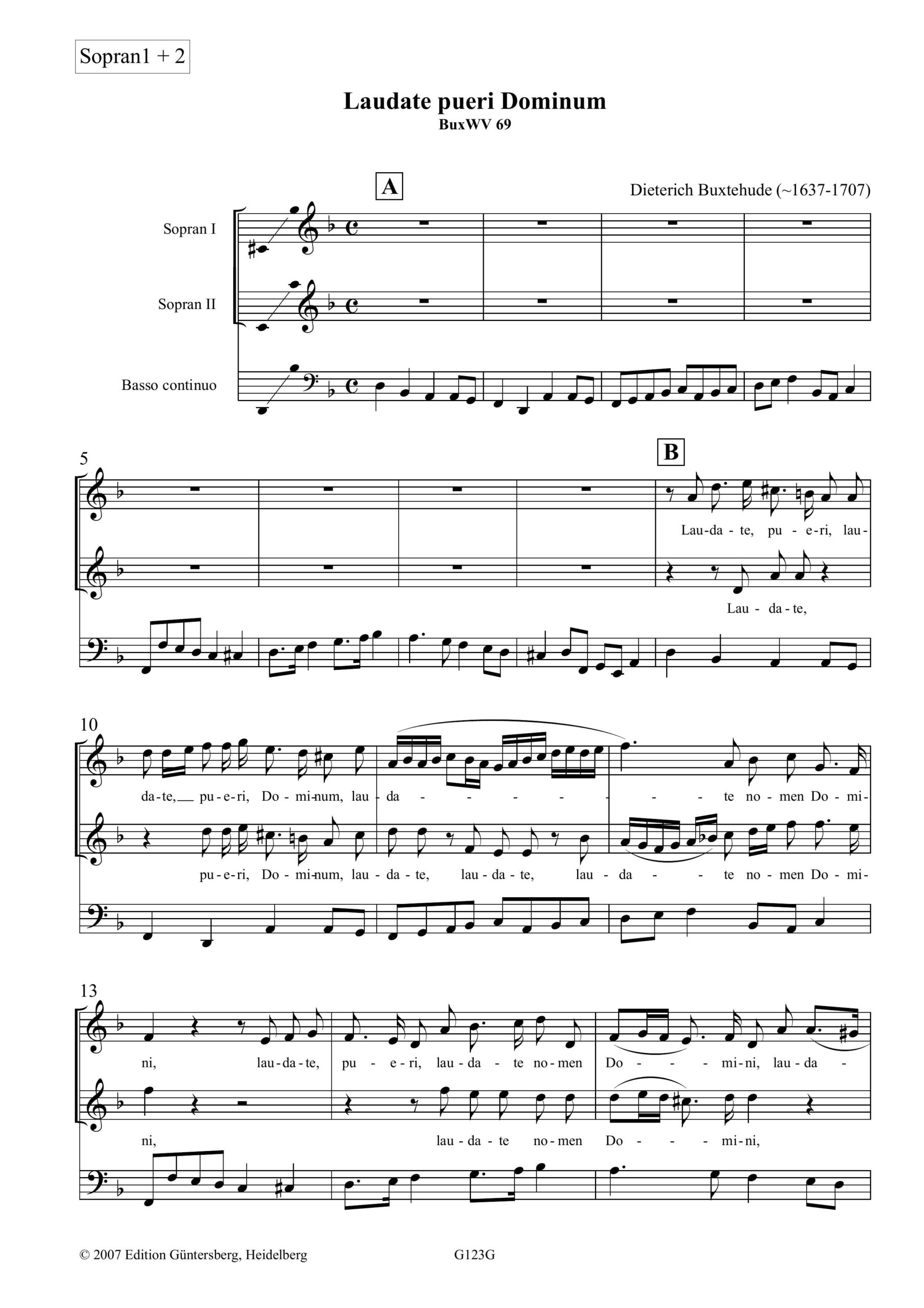 Dieterich Buxtehude (~1637-1707) Laudate pueri Dominum - Chiaccona für 2 Soprane, 6 Gamben (oder andere Streicher) und
B.c. – Bild 7