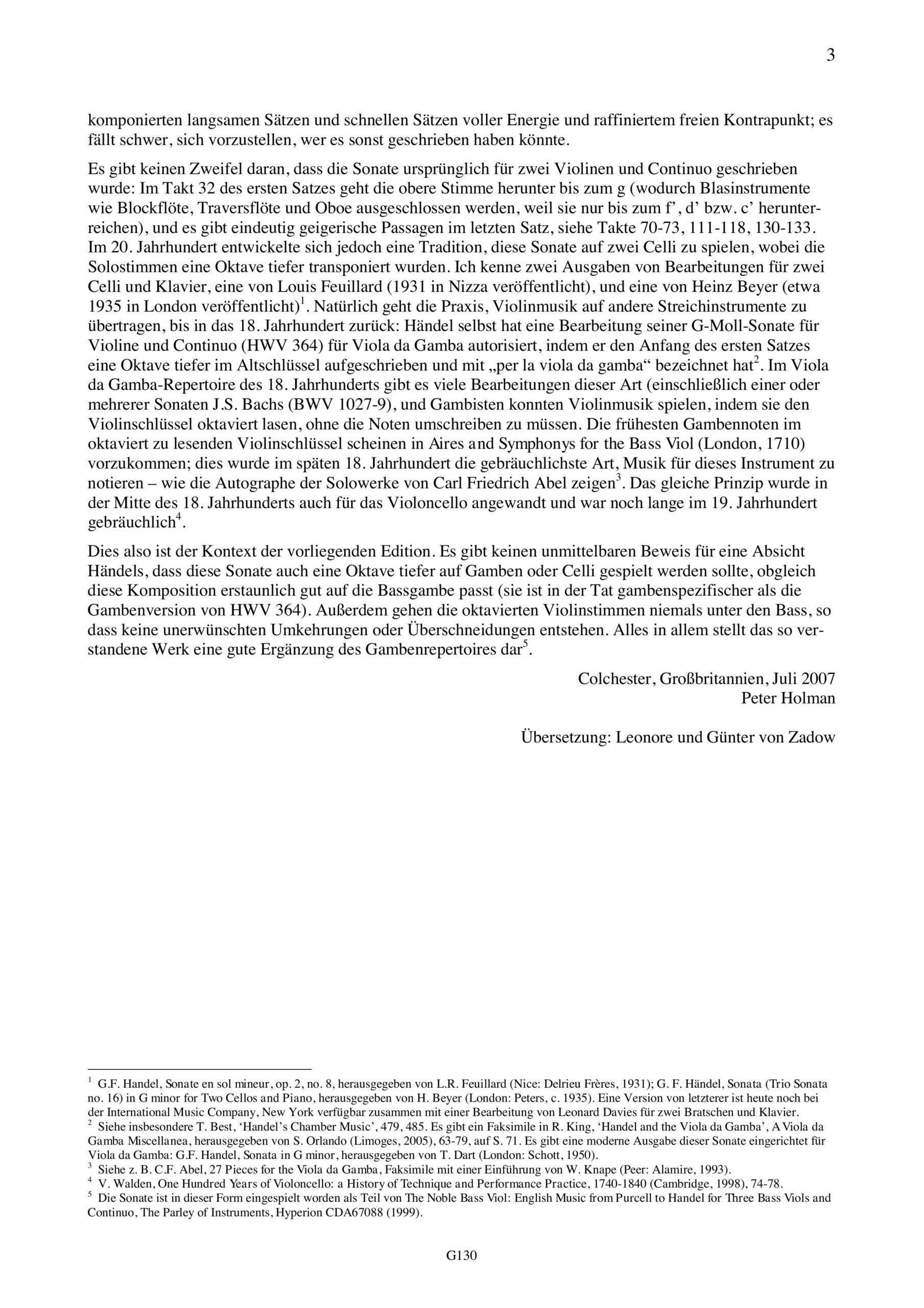 Georg Friedrich Händel (1685-1759) Sonata G-Moll - für 2 Violen da Gamba oder andere Streichinstrumente (Violinen,
Violen, Violoncelli) und Basso continuo – Bild 3