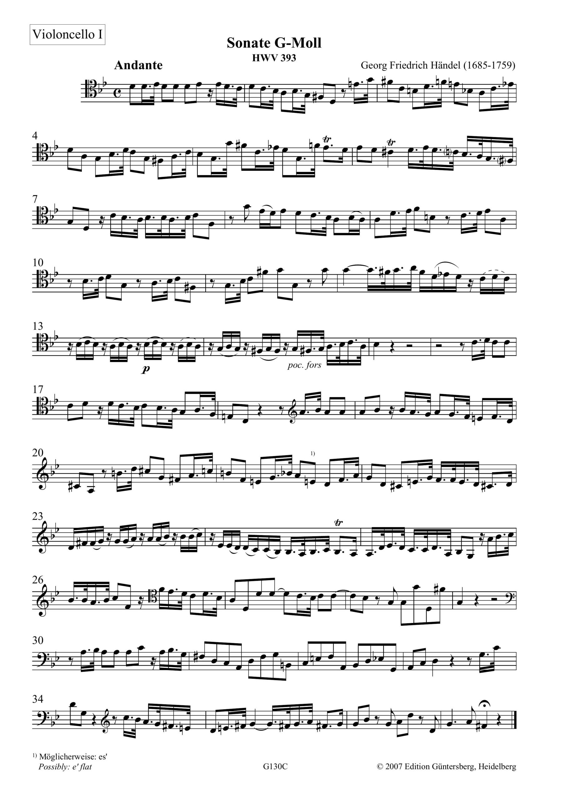 Georg Friedrich Händel (1685-1759) Sonata G-Moll - für 2 Violen da Gamba oder andere Streichinstrumente (Violinen,
Violen, Violoncelli) und Basso continuo – Bild 8