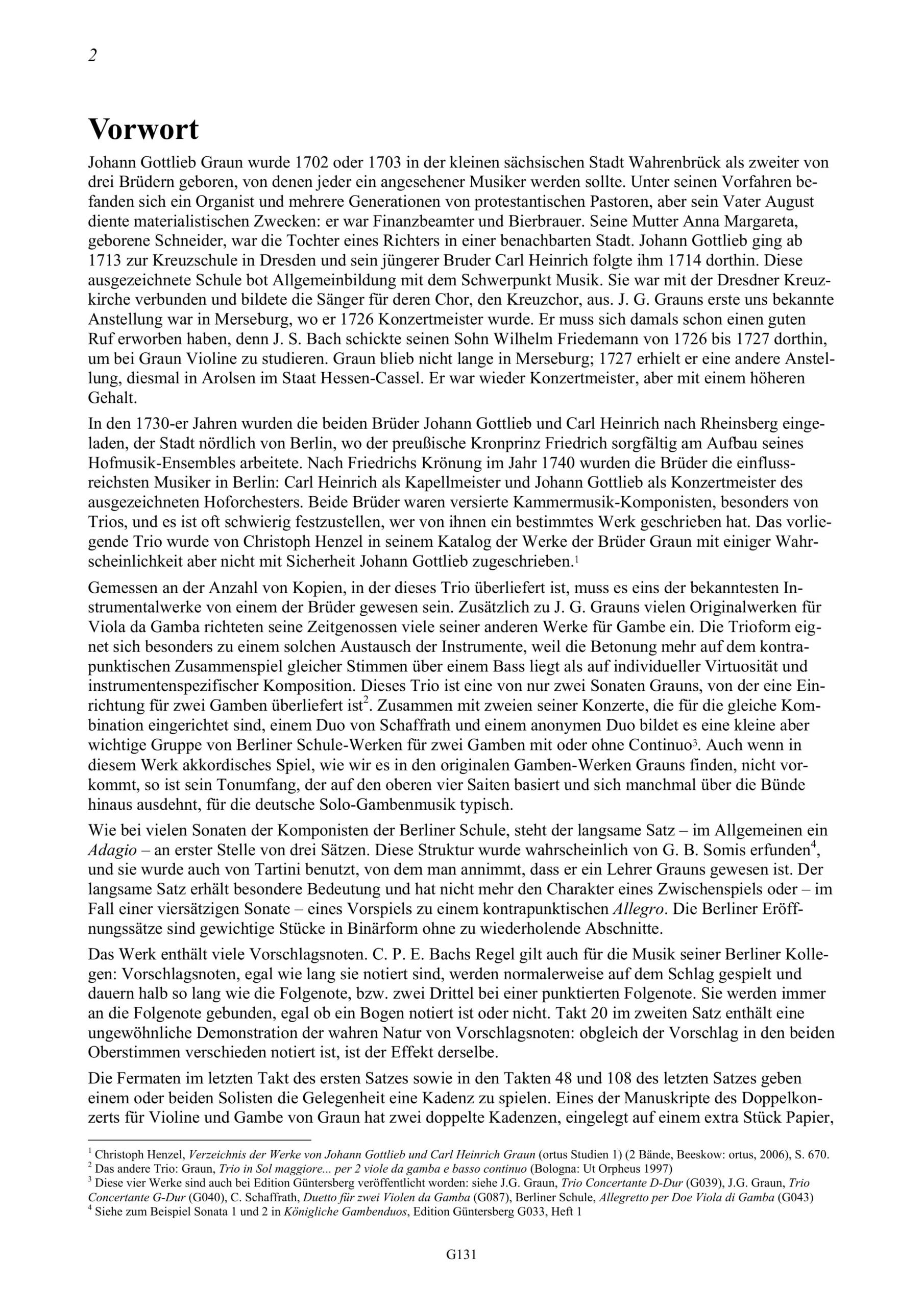 Johann Gottlieb Graun (1701/02-1771) Trio G-Dur für 2 Violen da Gamba und Basso continuo - Besprechungen / Reviews – Bild 2