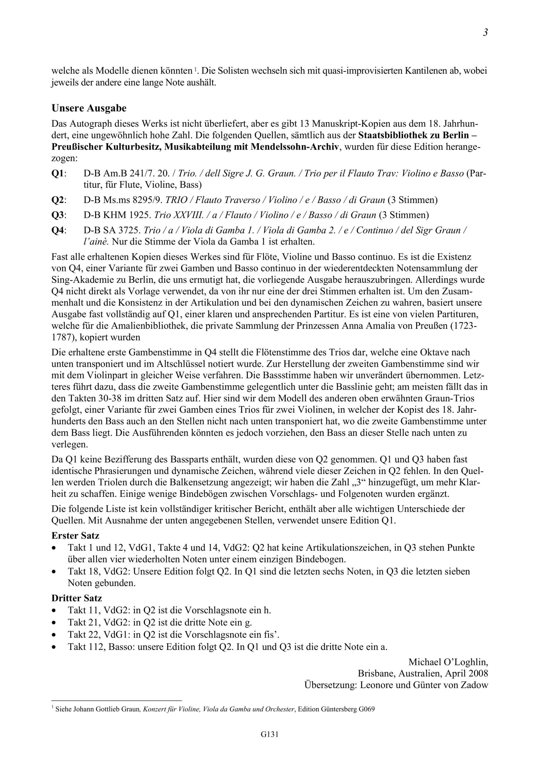 Johann Gottlieb Graun (1701/02-1771) Trio G-Dur für 2 Violen da Gamba und Basso continuo - Besprechungen / Reviews – Bild 3