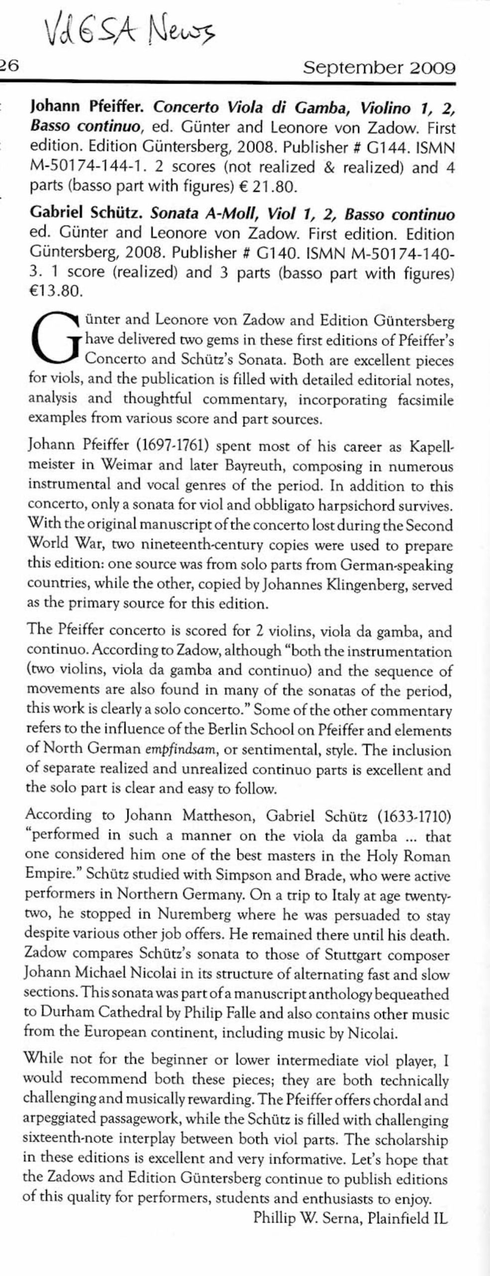 Gabriel Schütz (1633-1710) Sonata
A-Moll - für 2 Violen da Gamba und Basso continuo – Bild 3