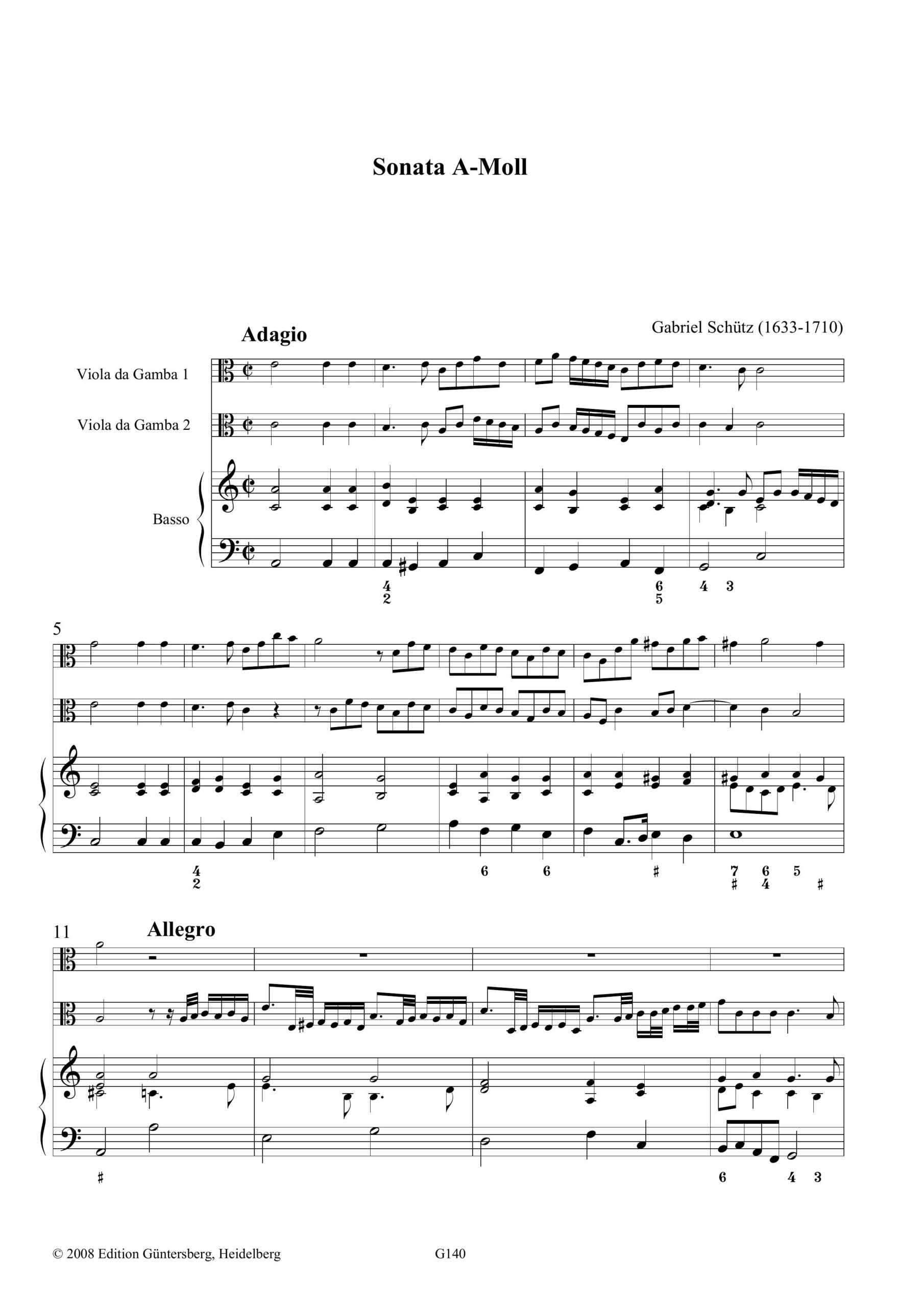 Gabriel Schütz (1633-1710) Sonata
A-Moll - für 2 Violen da Gamba und Basso continuo – Bild 5