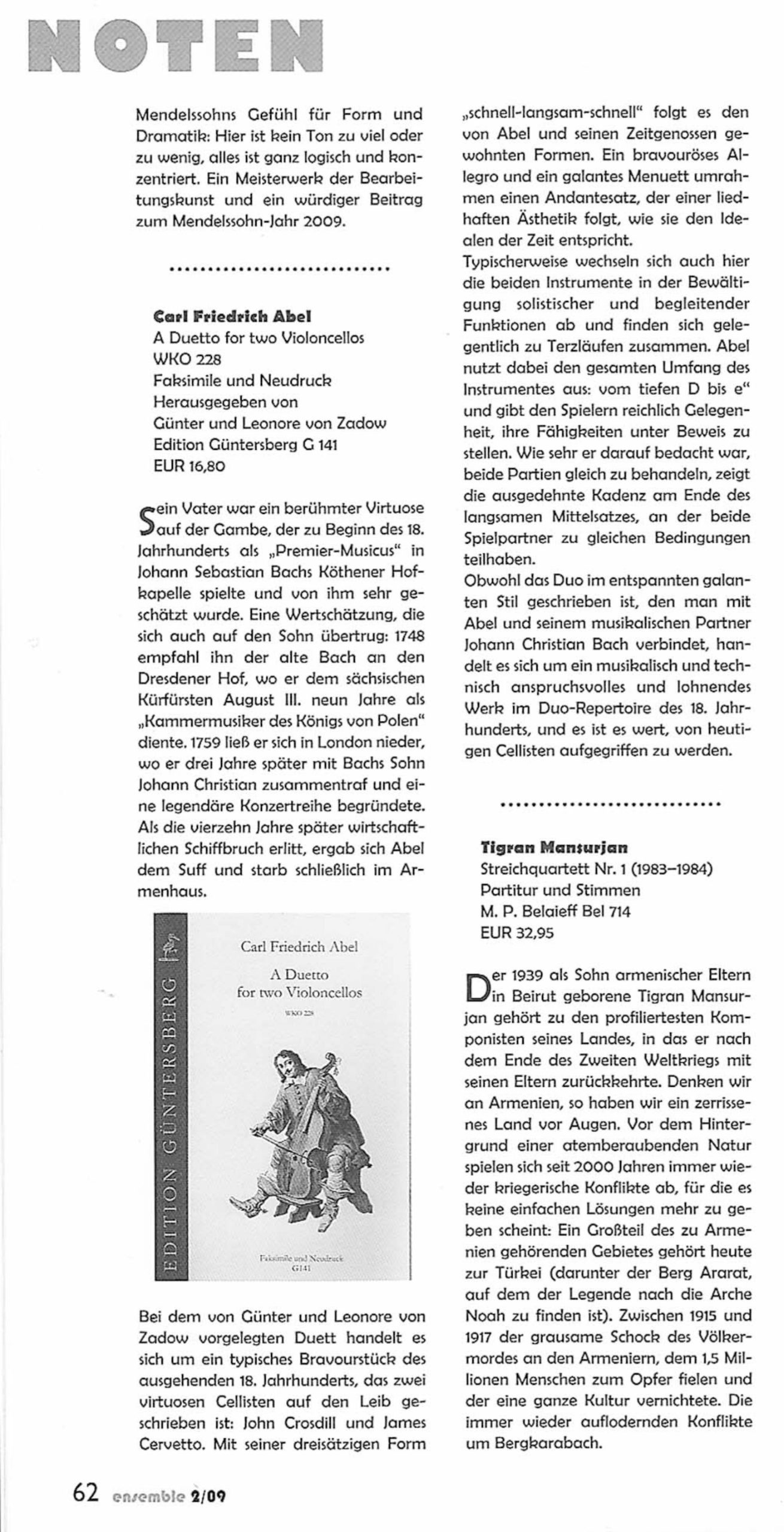 Carl Friedrich Abel (1723-1787) Duett für zwei Violoncelli - „wie es von den Herren Crosdill und Cervetto in dem Konzert am Hanover-Square aufgeführt wurde“ - Image 4