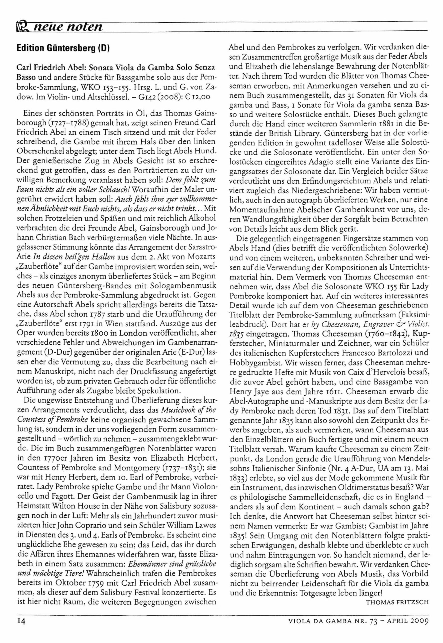 Carl Friedrich Abel (1723-1787) - Sonata Viola da Gamba Solo Senza Basso – Bild 6