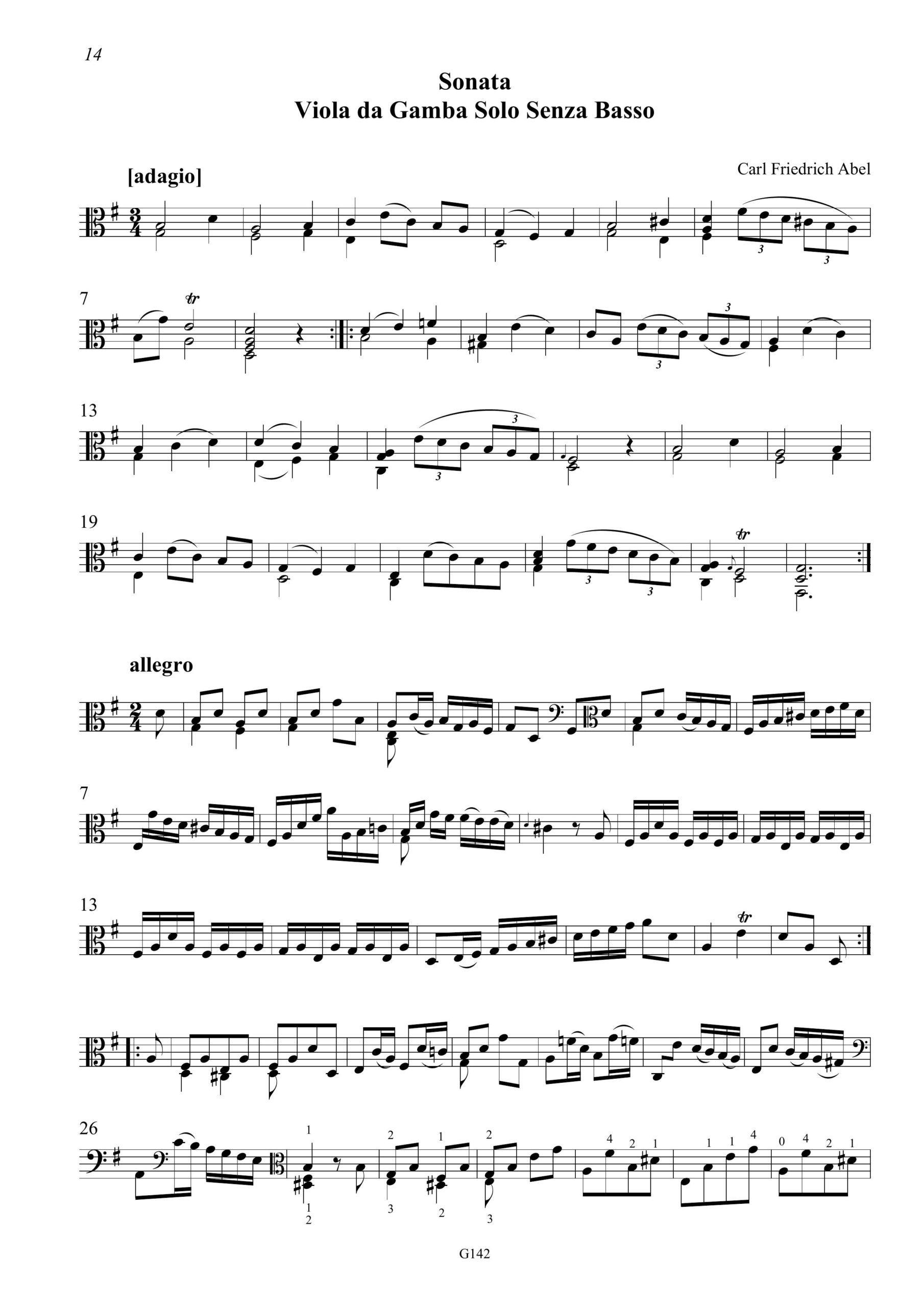 Carl Friedrich Abel (1723-1787) - Sonata Viola da Gamba Solo Senza Basso – Bild 3
