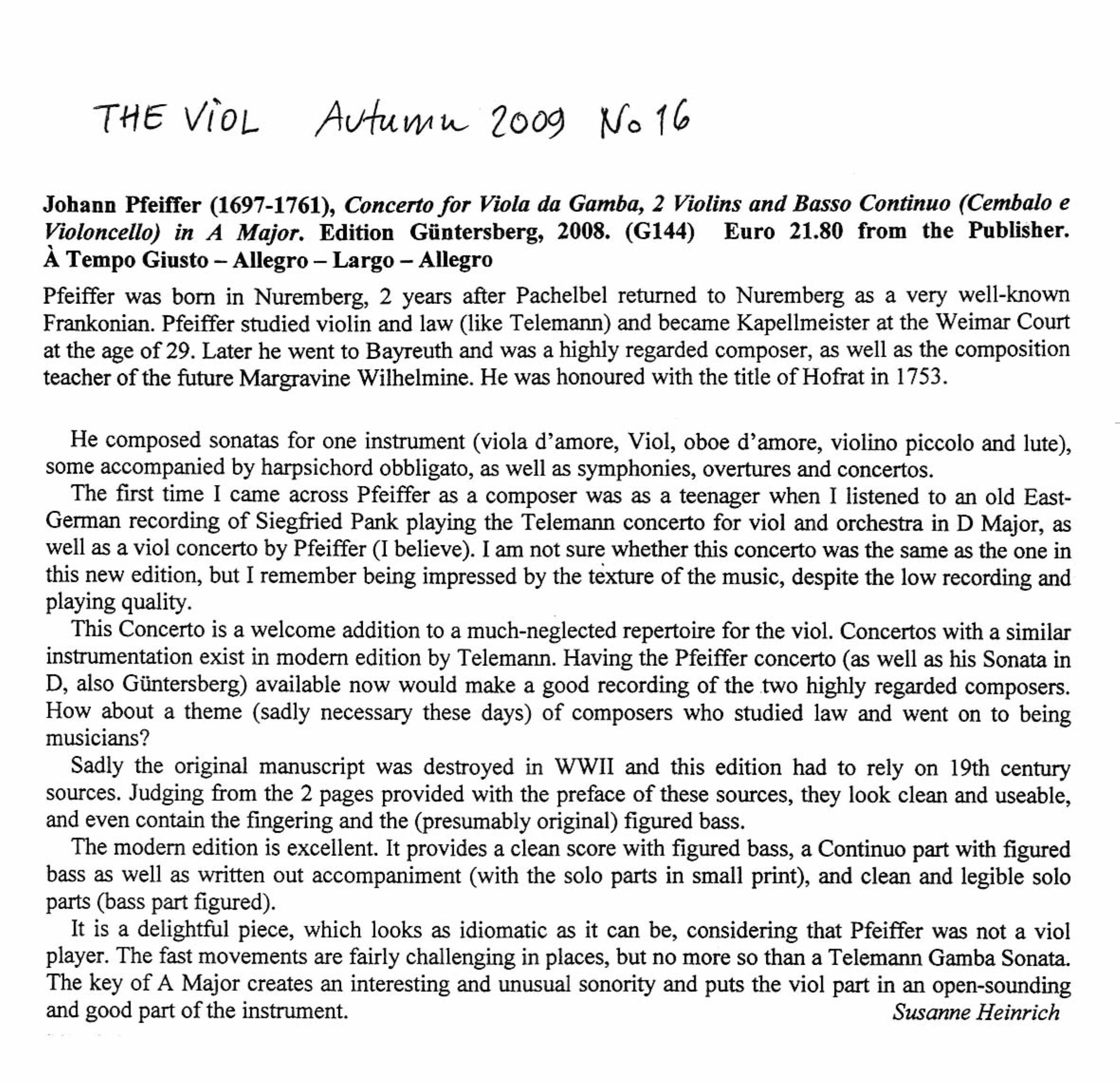 Johann Pfeiffer (1697-1761) Concerto
Viola da Gamba, Violino 1, 2, Basso continuo - Besprechungen / Reviews - Image 5