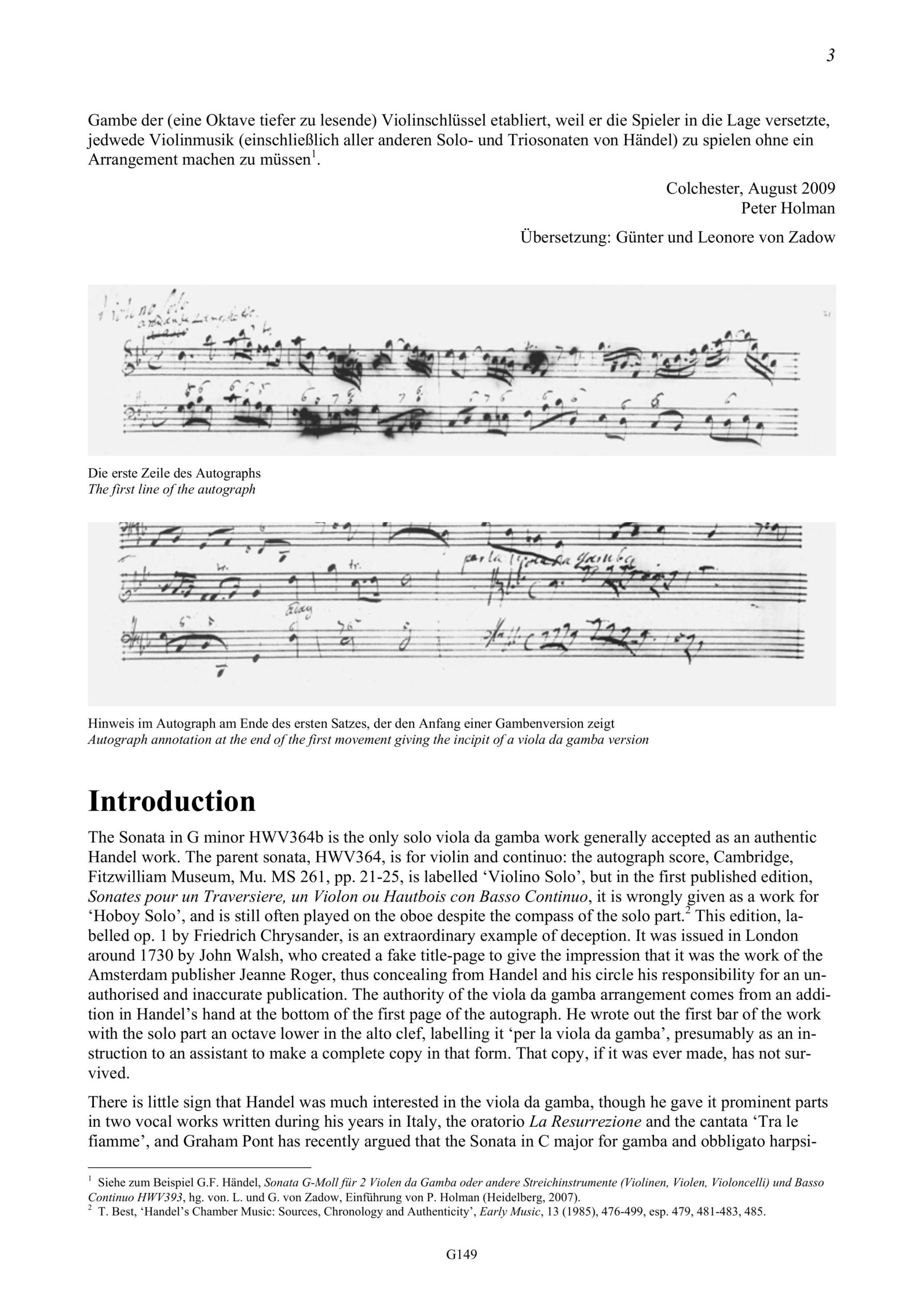 Georg Friedrich Händel (1685-1759) Sonata G-Moll für Viola da Gamba oder Viola und Basso continuo - Besprechungen / Reviews – Bild 3