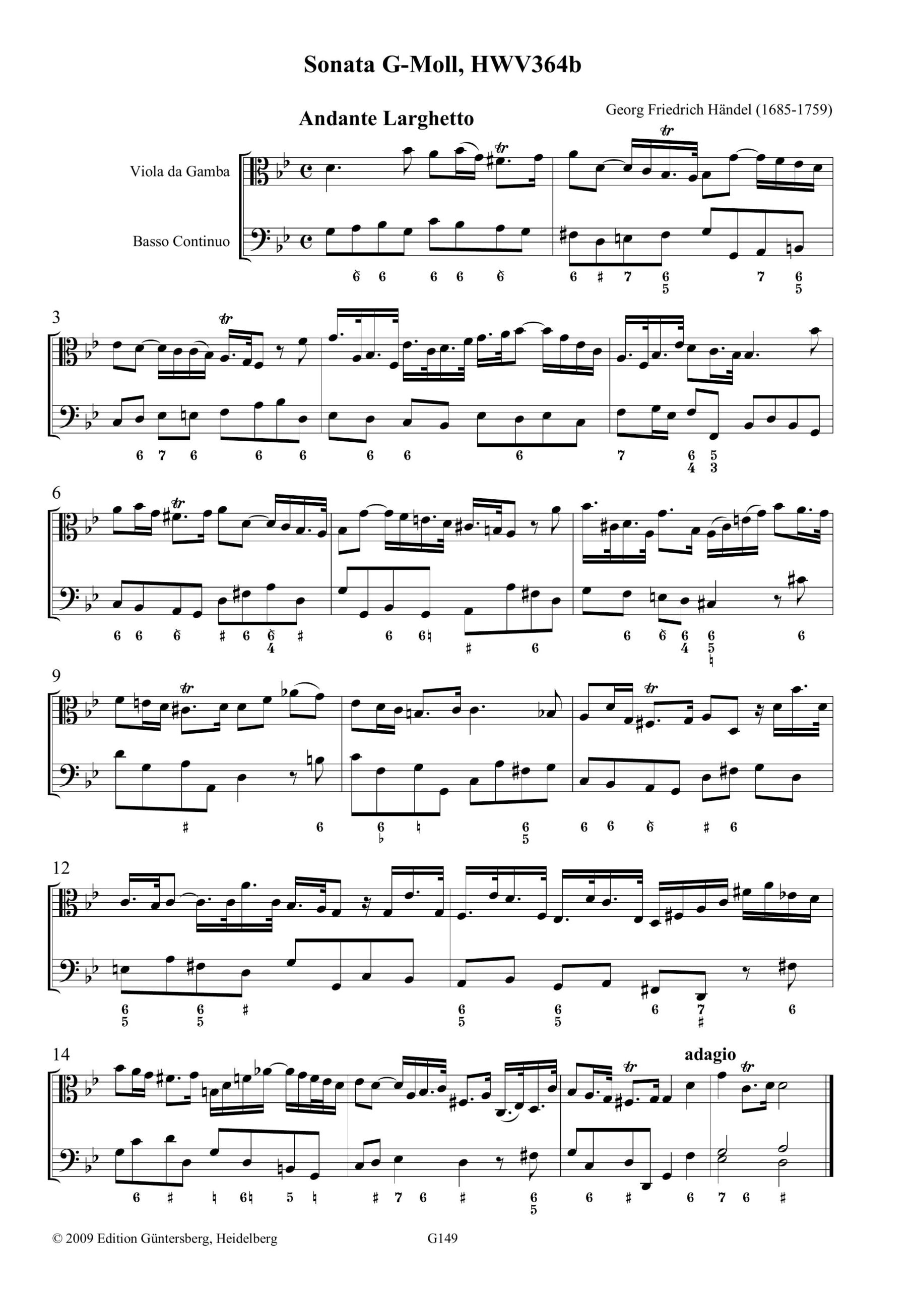 Georg Friedrich Händel (1685-1759) Sonata G-Moll für Viola da Gamba oder Viola und Basso continuo - Besprechungen / Reviews – Bild 7