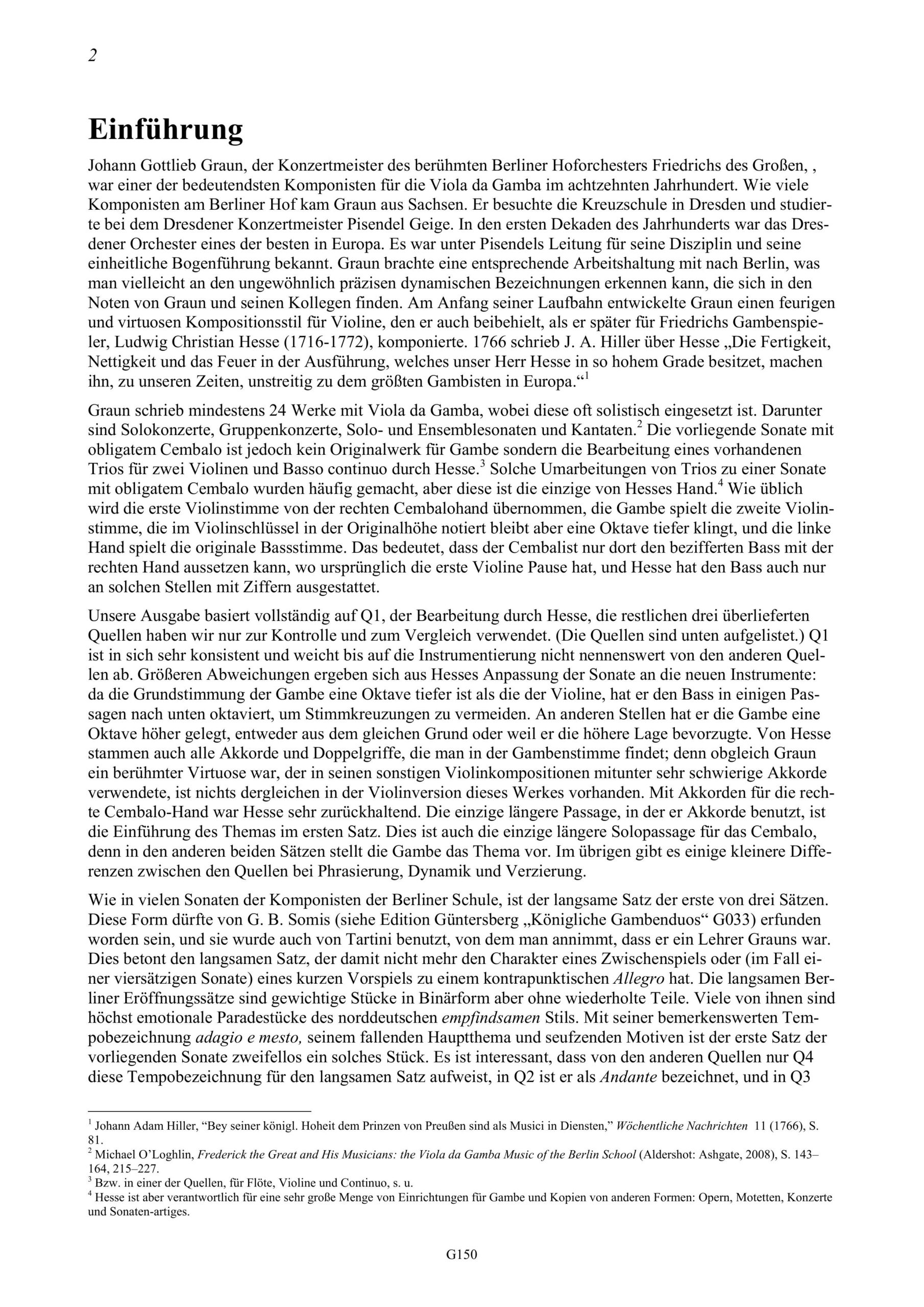 Johann Gottlieb Graun (1702/3-1771) Sonate H-Moll für Viola da Gamba und Cembalo - Besprechungen / Reviews – Bild 2