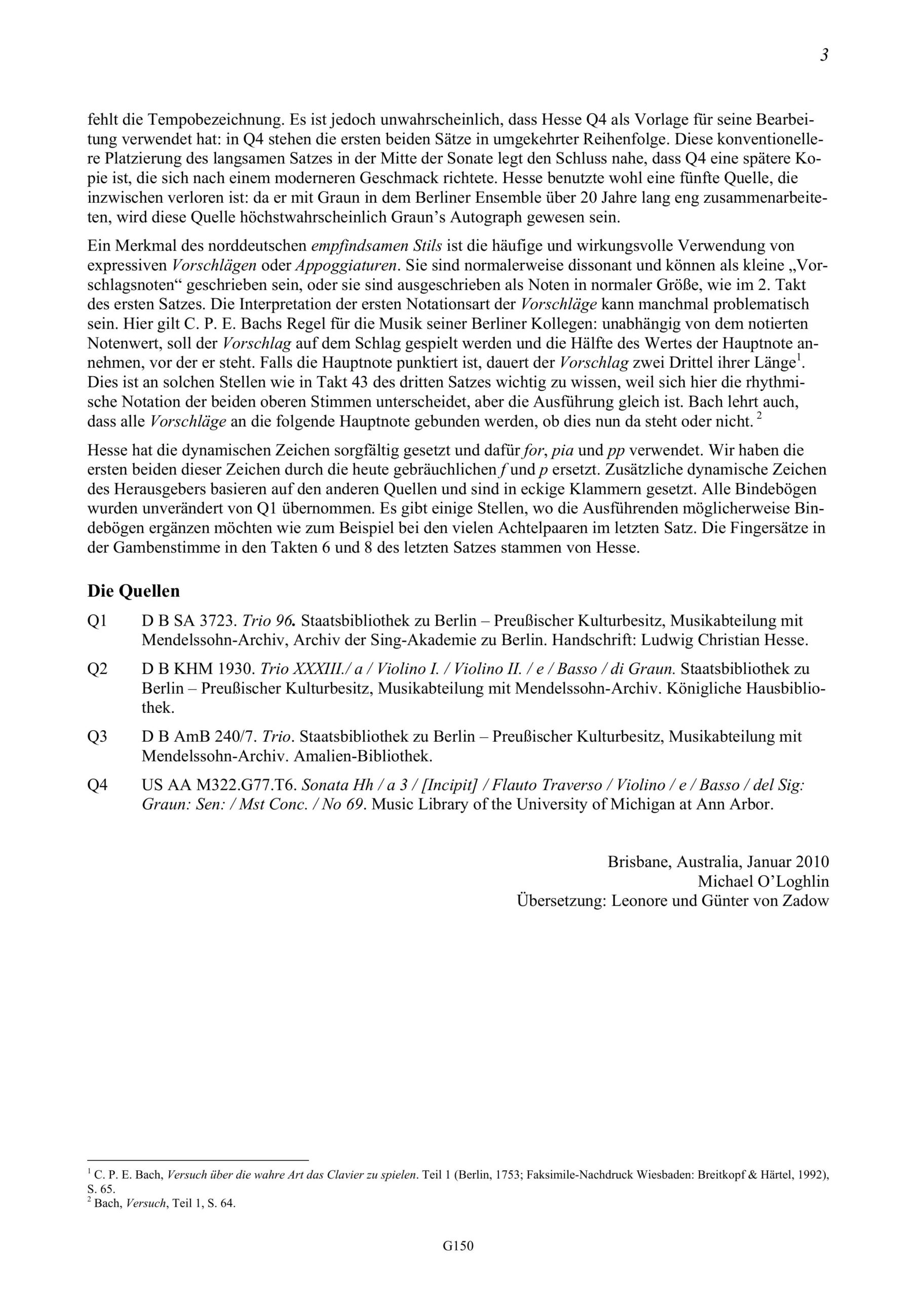 Johann Gottlieb Graun (1702/3-1771) Sonate H-Moll für Viola da Gamba und Cembalo - Besprechungen / Reviews – Bild 3