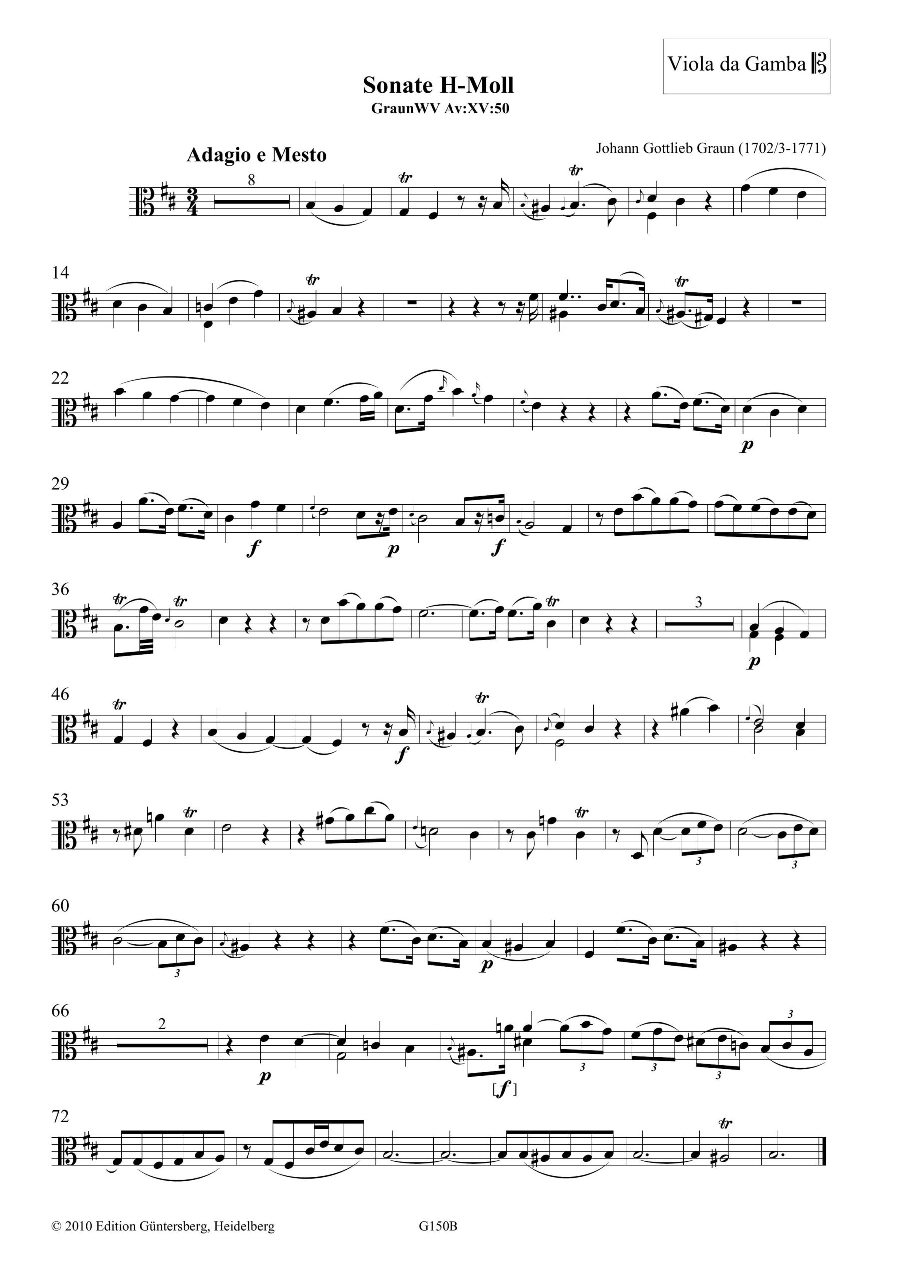 Johann Gottlieb Graun (1702/3-1771) Sonate H-Moll für Viola da Gamba und Cembalo - Besprechungen / Reviews – Bild 7