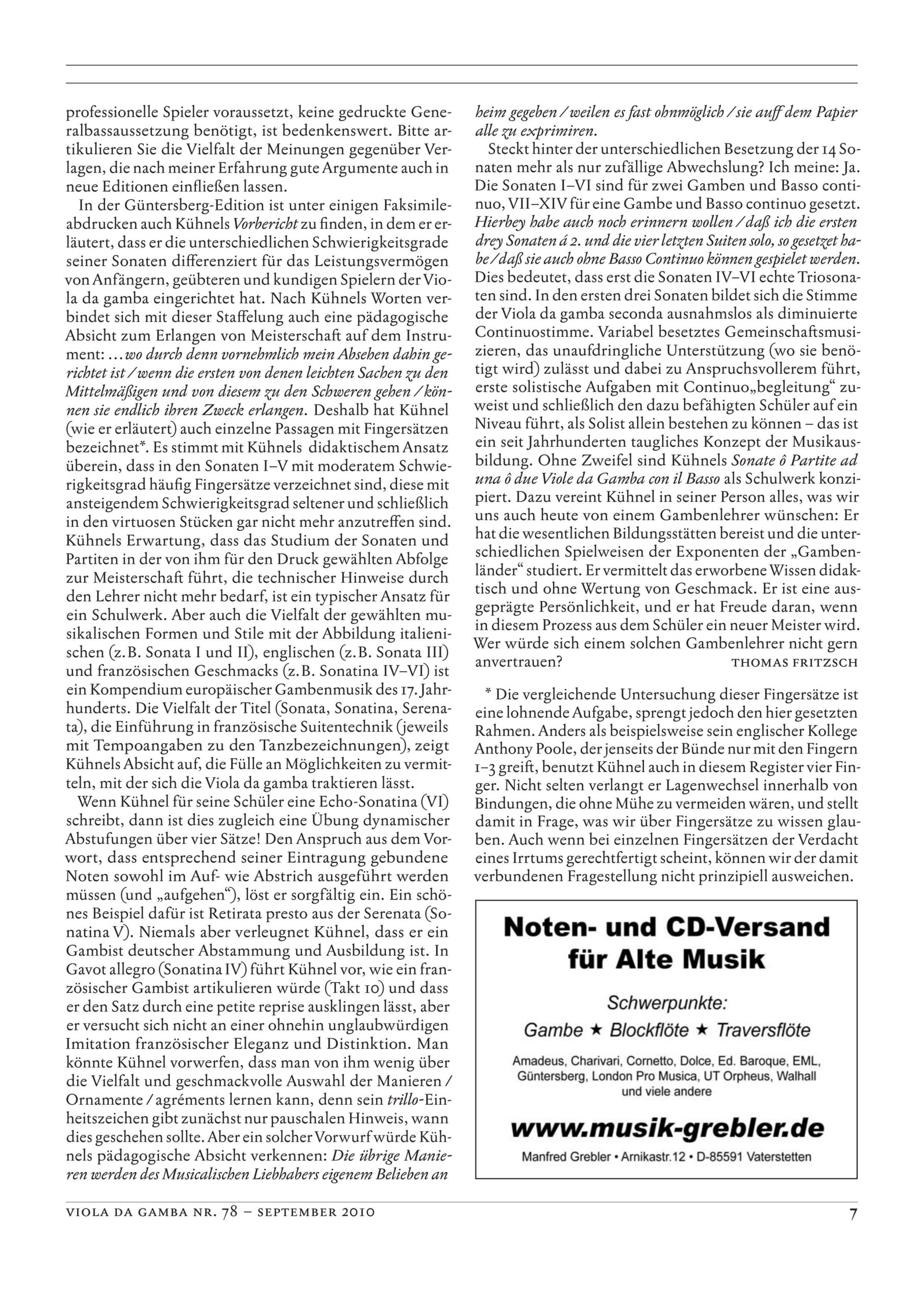 August Kühnel (1645-~1700) Sonate ô
Partite ad una ô due Viole da Gamba con il Basso Continuo - Kassel 1698 – Bild 5