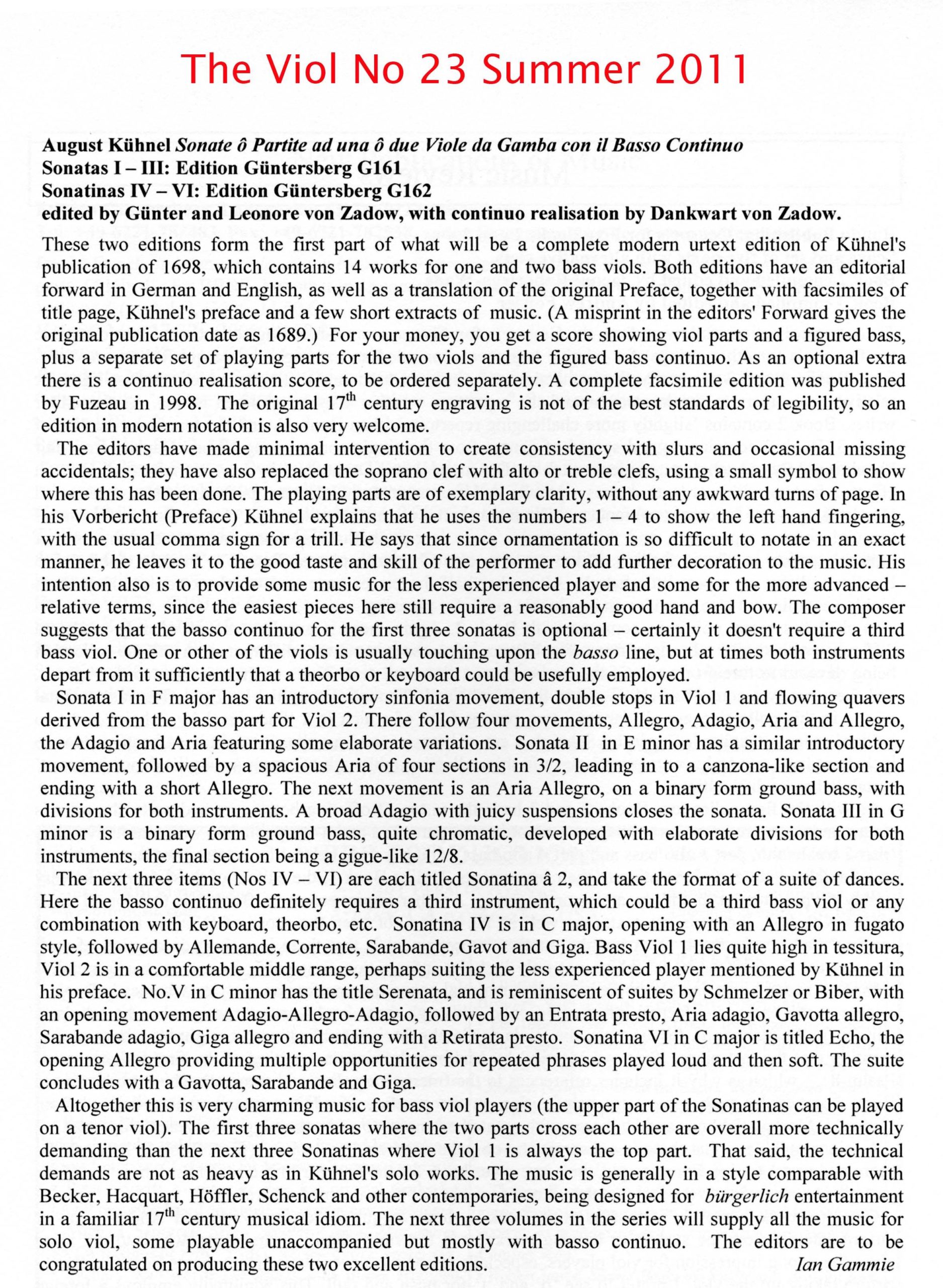 August Kühnel (1645-~1700) Sonate ô
Partite ad una ô due Viole da Gamba con il Basso Continuo - Kassel 1698 – Bild 7