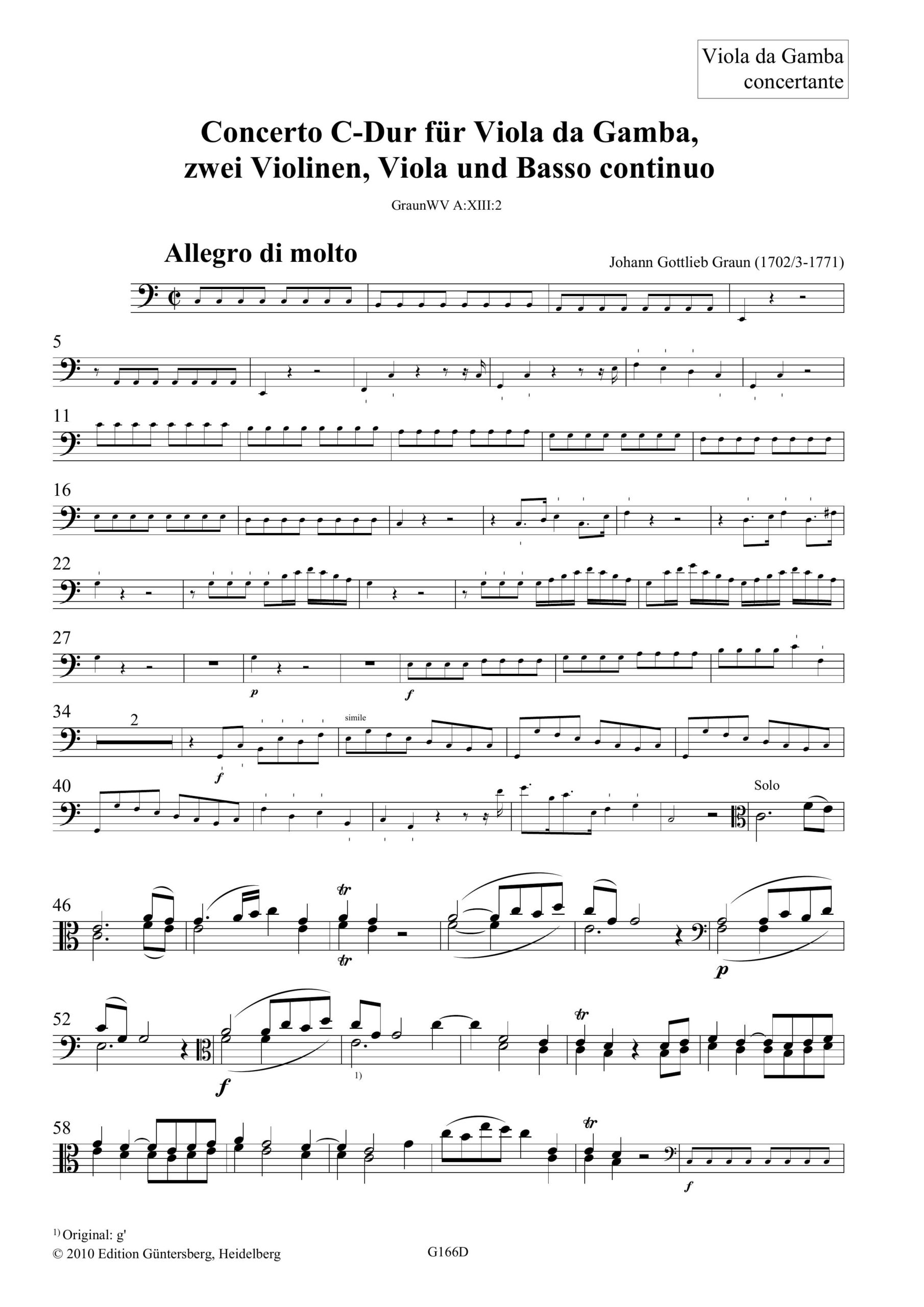 Johann Gottlieb Graun (1702/3-1771) Concerto C-Dur für Viola da Gamba, zwei Violinen, Viola und Basso
continuo - GraunWV A:XIII:2 – Bild 6