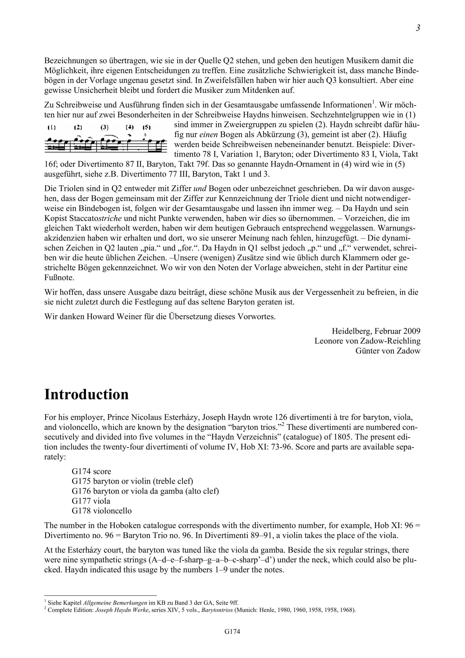 Joseph Haydn (1732-1809) 24
Divertimenti a tre (Barytontrios 73-96) - für Baryton (Viola da Gamba, Violine), Viola und Violoncello - Image 3