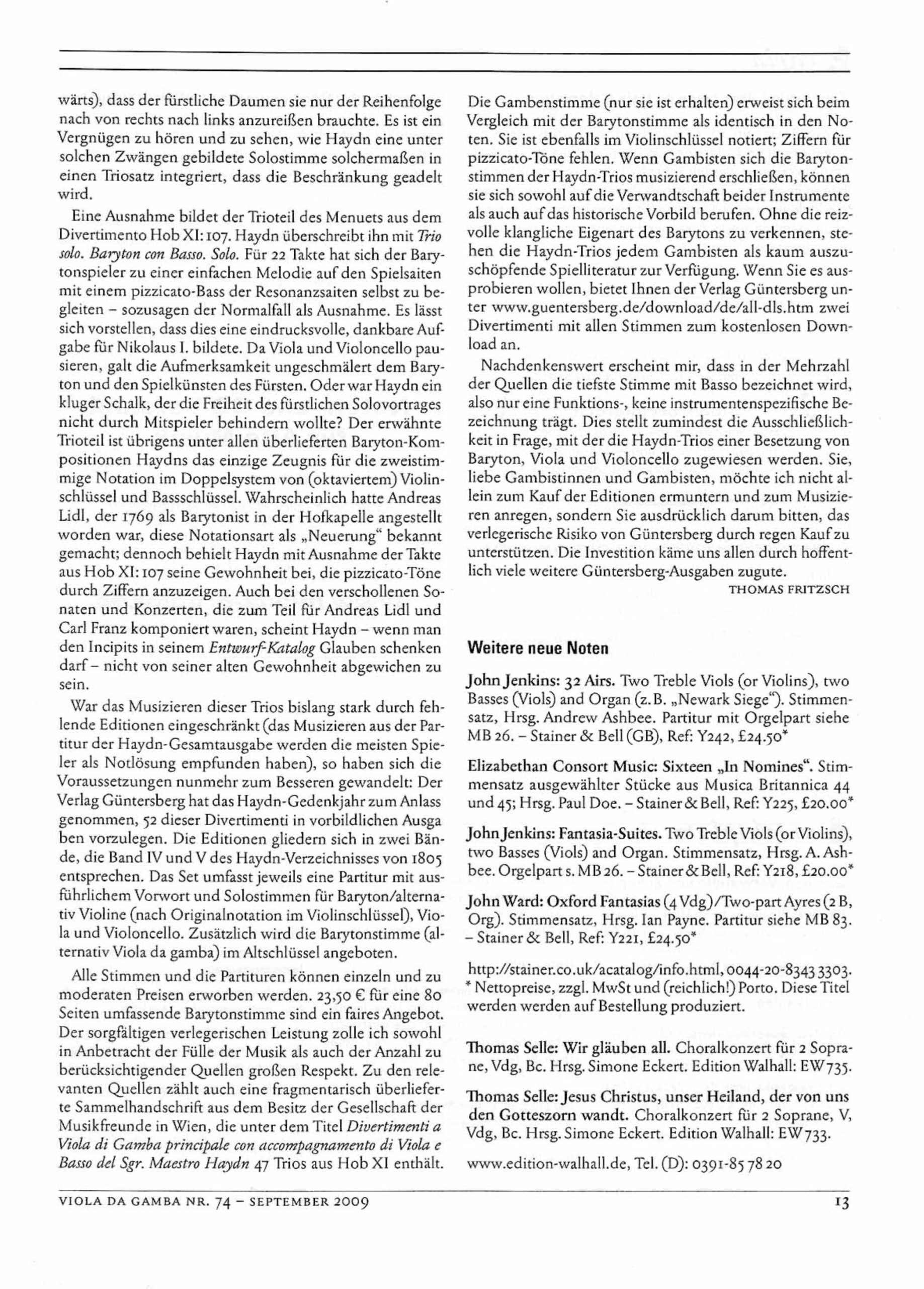 Joseph Haydn (1732-1809) 24
Divertimenti a tre (Barytontrios 73-96) - für Baryton (Viola da Gamba, Violine), Viola und Violoncello - Image 7