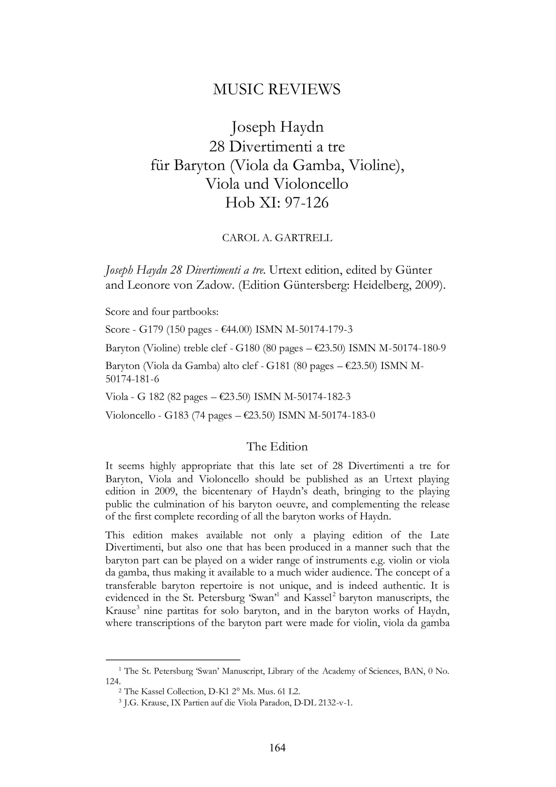 Joseph Haydn (1732-1809) 28
Divertimenti a tre (Barytontrios 97-126) - für Baryton (Viola da Gamba, Violine), Viola und Violoncello - Image 6