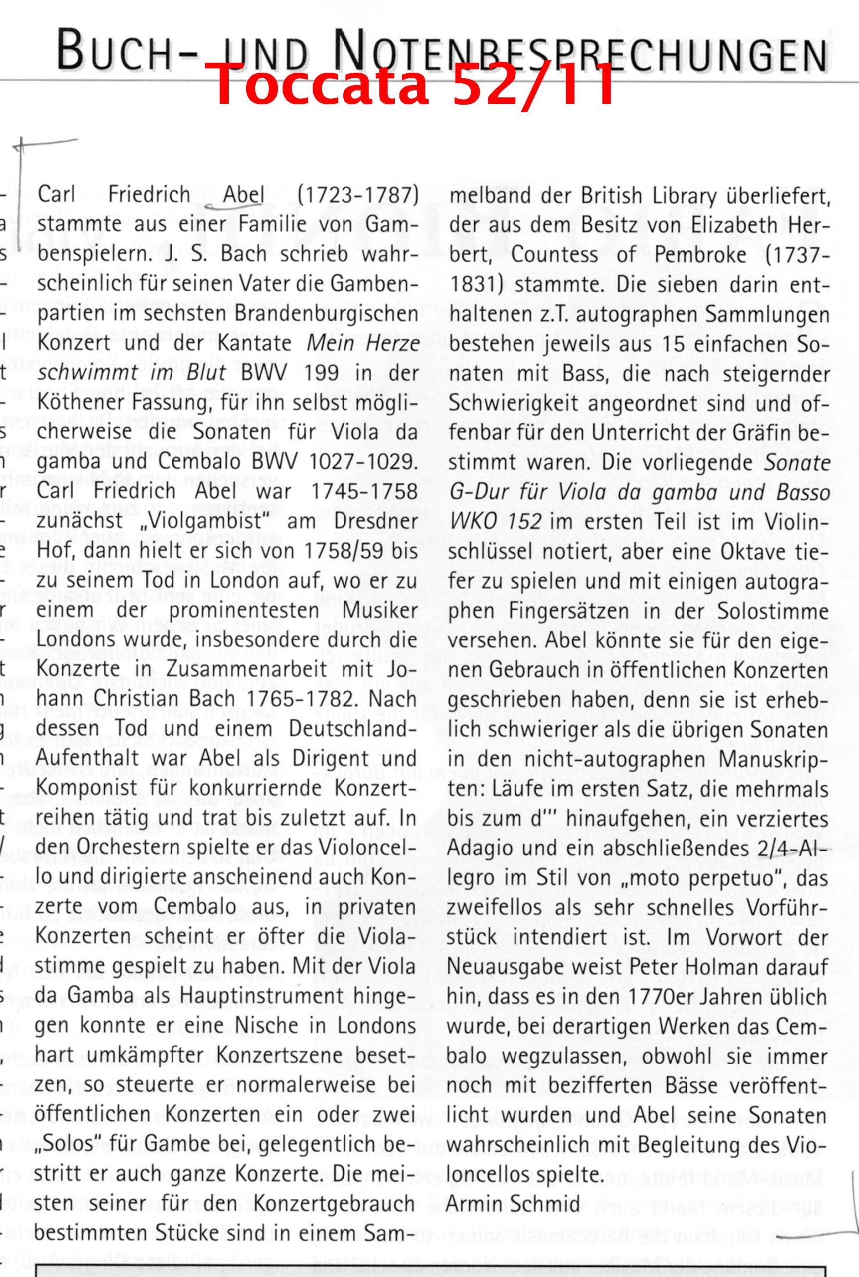 Carl Friedrich Abel (1723-1787) Sonata Viola da Gamba Solo & Basso - aus der Pembroke-Sammlung - Image 4