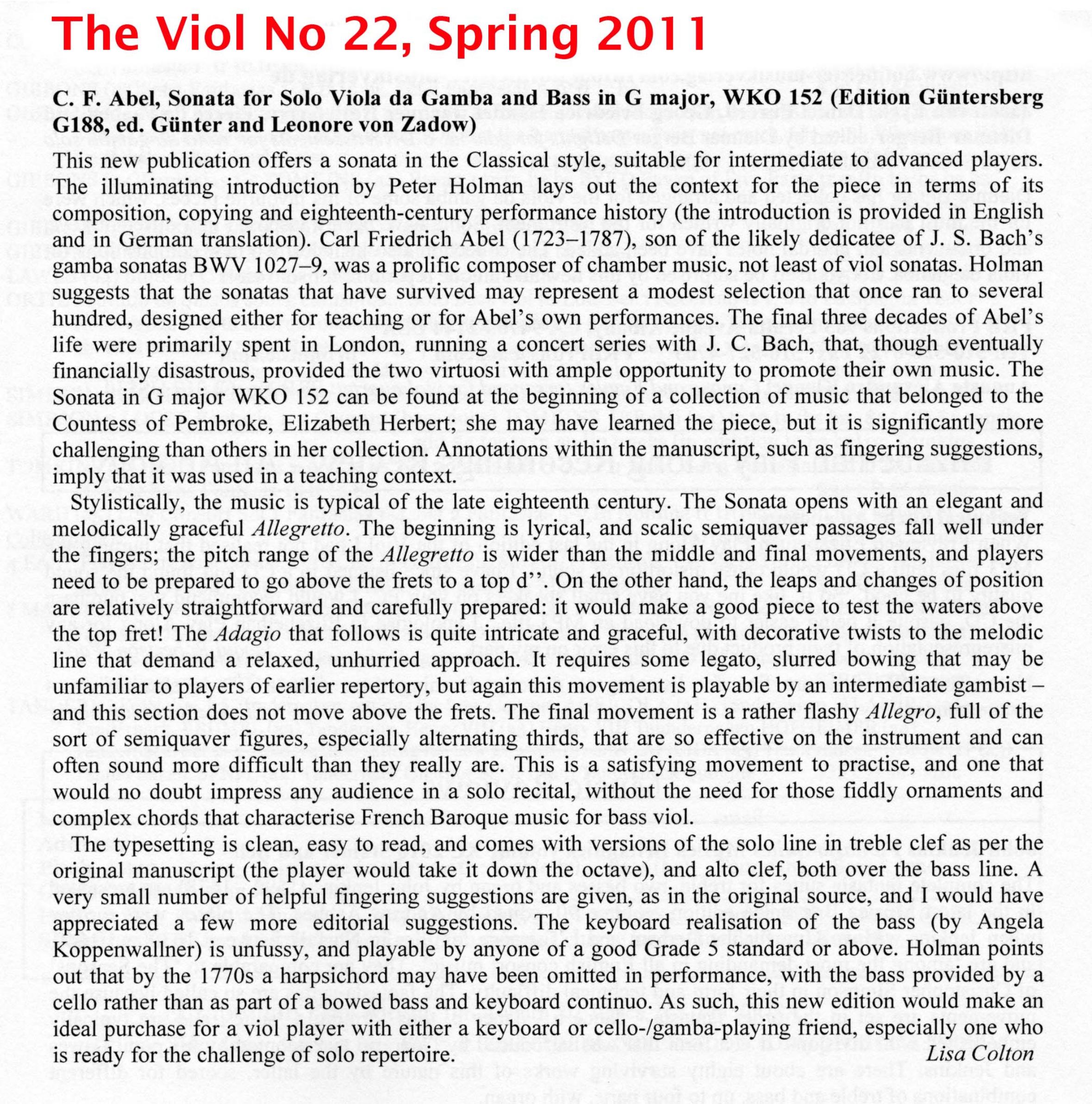 Carl Friedrich Abel (1723-1787) Sonata Viola da Gamba Solo & Basso - aus der Pembroke-Sammlung - Image 5