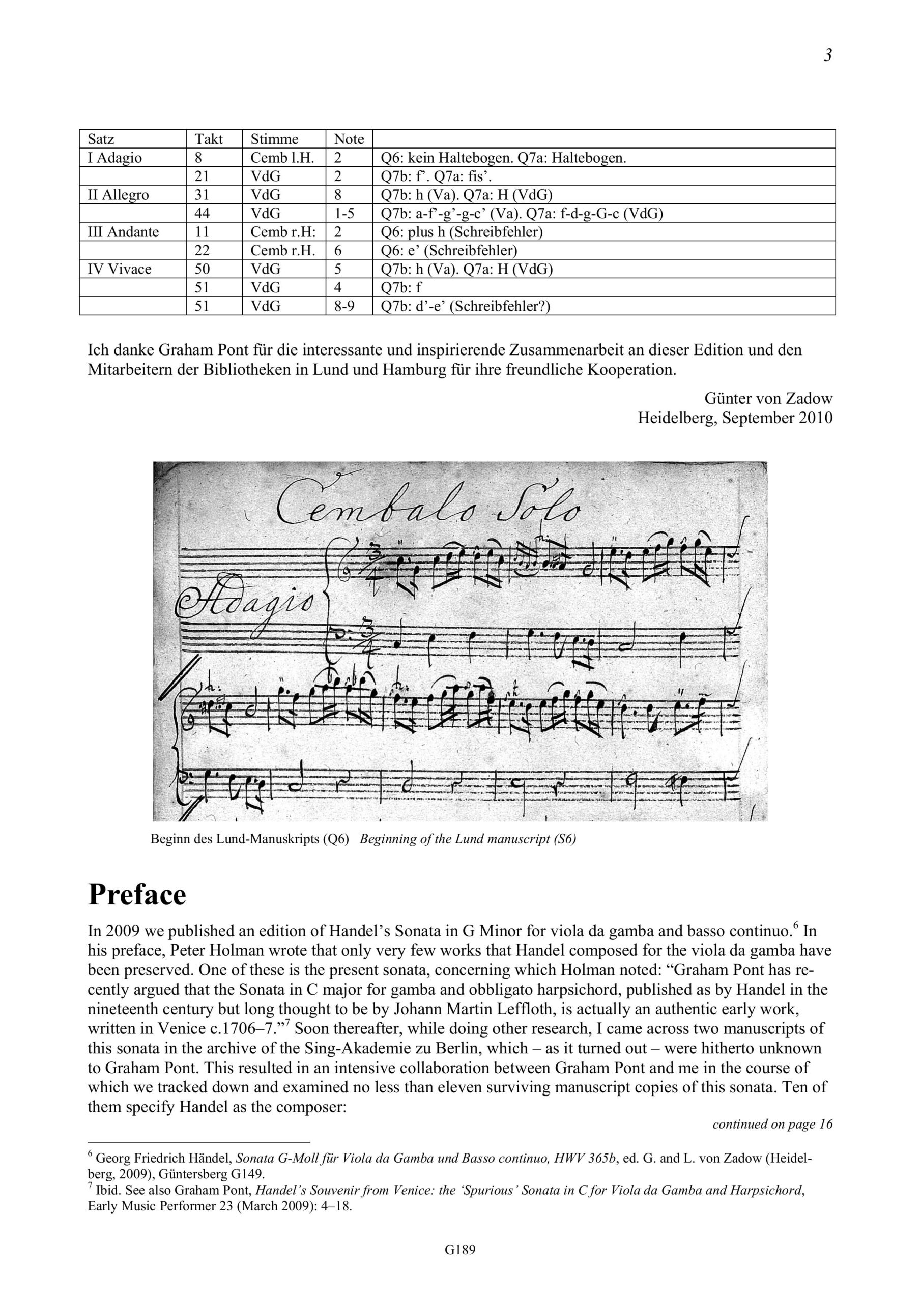 Georg Friedrich Händel (1685-1759) Concerto à Cembalo Solo con Viola di Gambe o Braccio - C-Dur – Bild 3