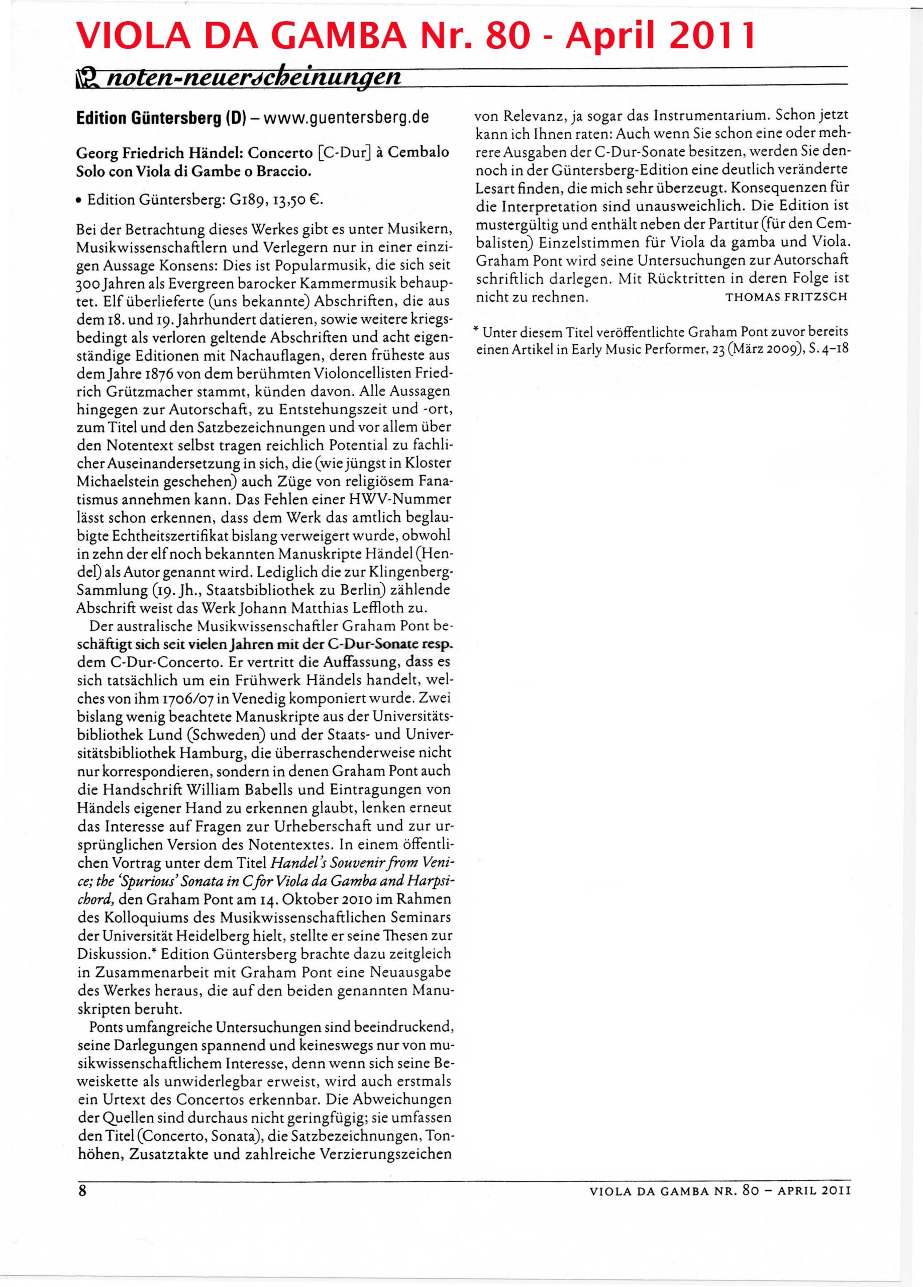 Georg Friedrich Händel (1685-1759) Concerto à Cembalo Solo con Viola di Gambe o Braccio - C-Dur – Bild 5