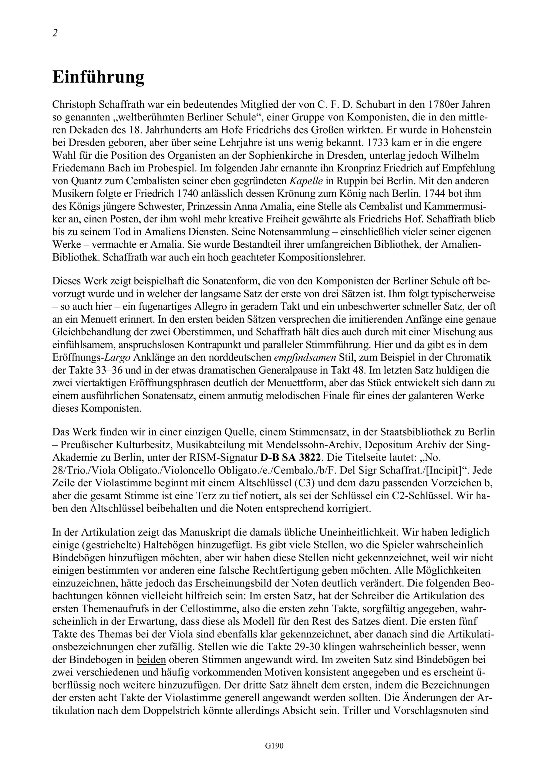 Christoph Schaffrath (1709-1763) Trio
F-Dur für Viola, Violoncello und B.c. - Besprechungen / Reviews – Bild 2