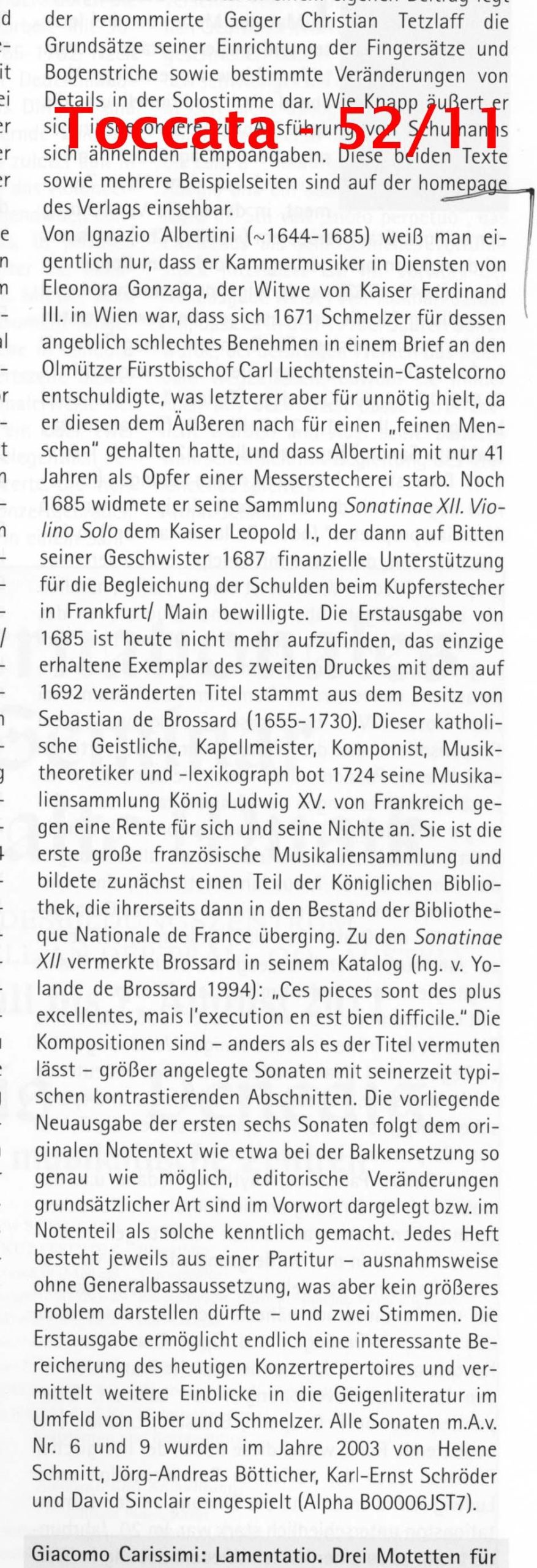 Ignazio Albertini (~1644-1685) XII Sonatinae - 12 Sonaten für Violine und Basso continuo, Frankfurt 1692 – Bild 4