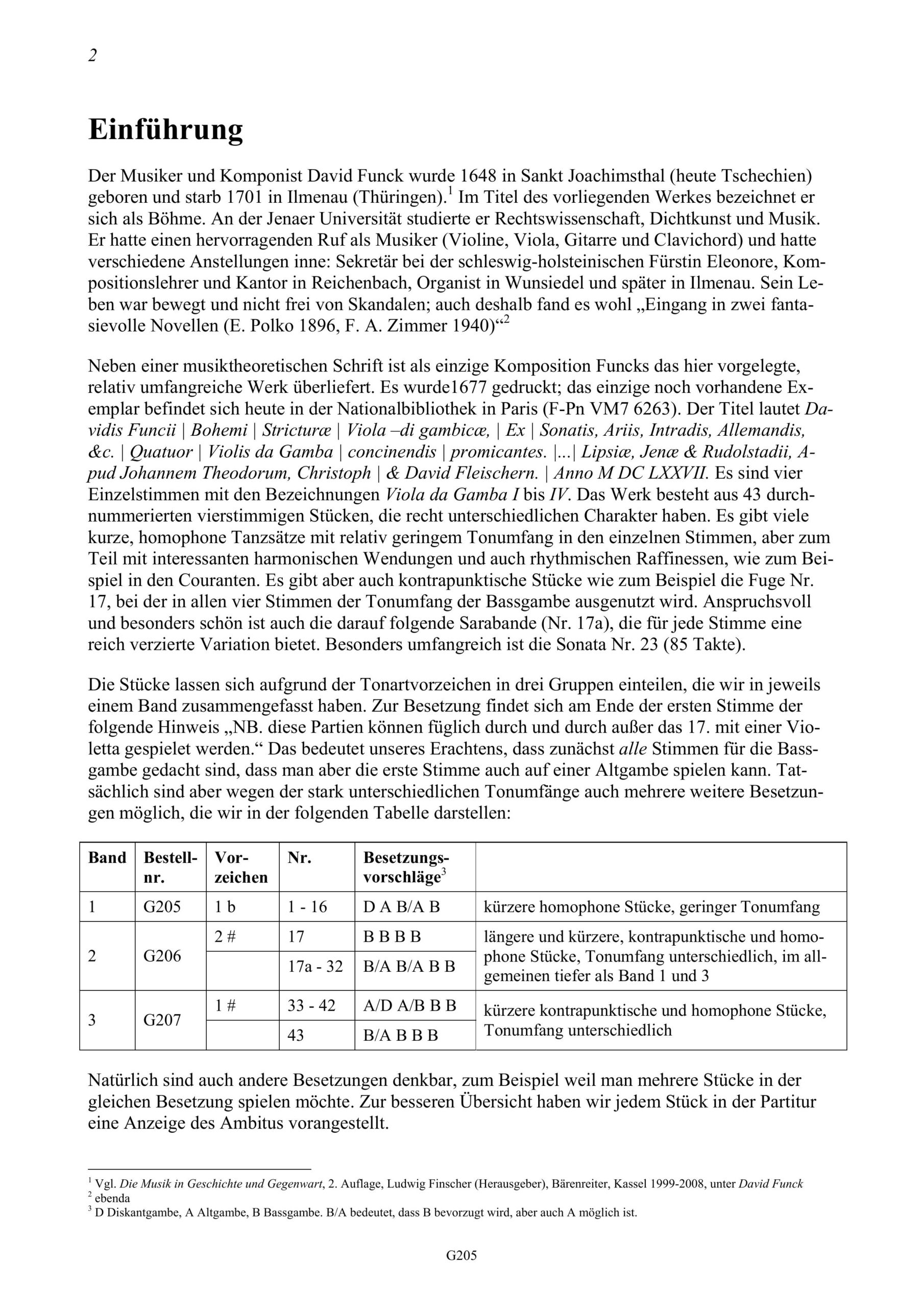 David Funck (1648-1701) Stricturae
viola-di gambicae - für vier Violen da Gamba – Bild 2