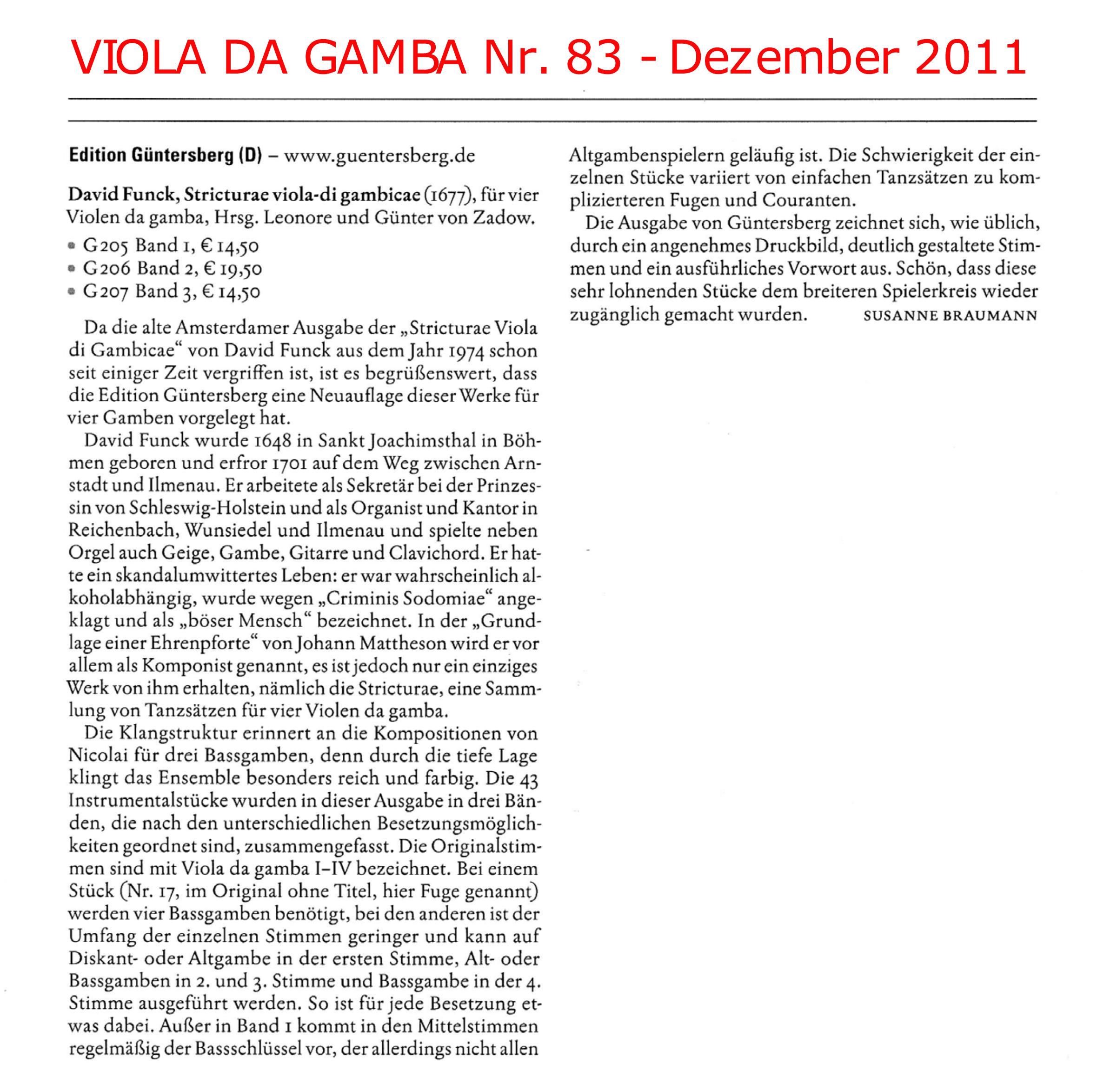 David Funck (1648-1701) Stricturae
viola-di gambicae - für vier Violen da Gamba – Bild 5