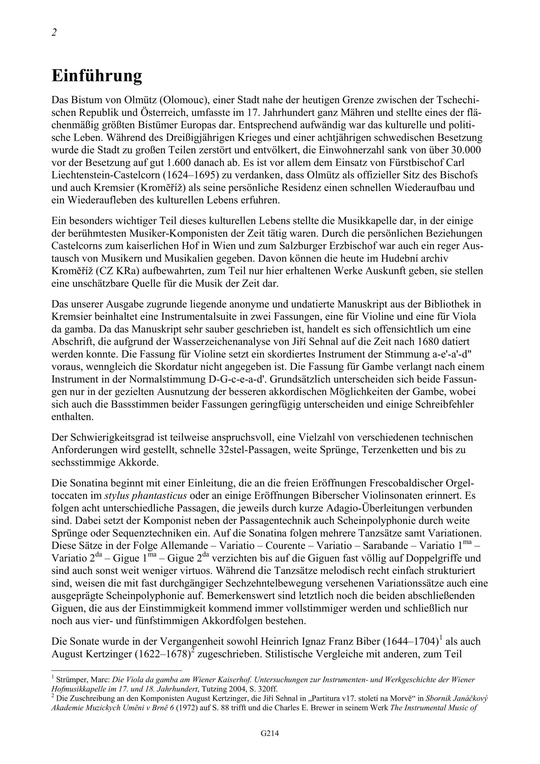 Anonym (Kremsier, nach 1680) Kremsierer Gambensonate - Sonatina in d für Viola da Gamba und Basso continuo – Bild 2