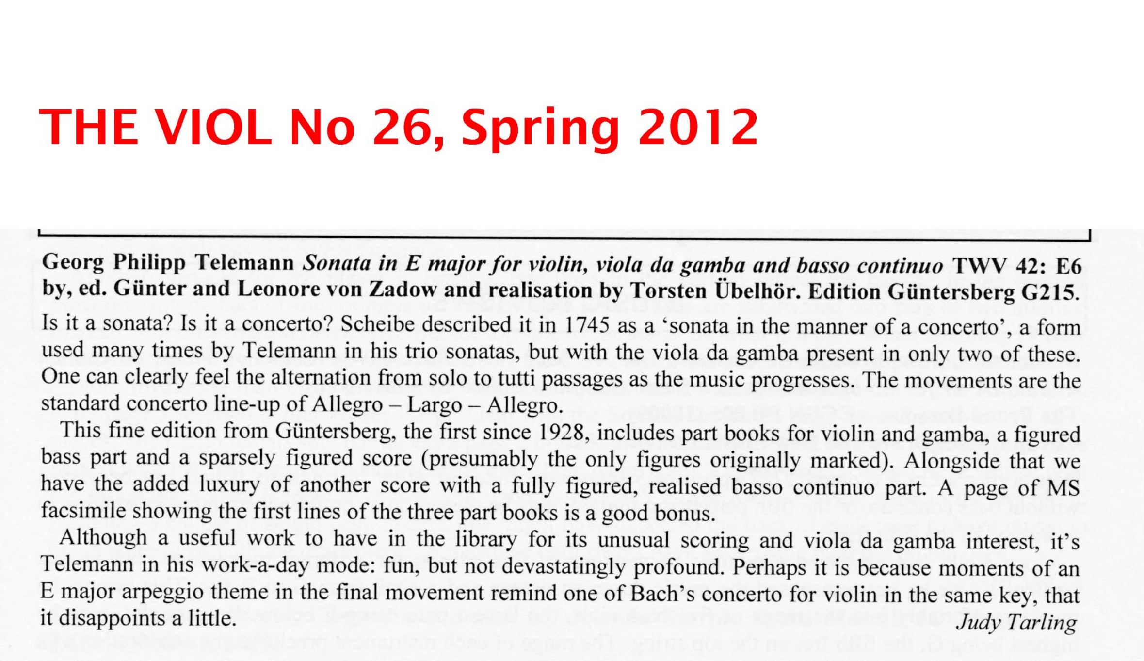 Georg Philipp Telemann (1681-1767) Sonata E-Dur für Violine, Viola da Gamba und Basso continuo - TWV 42:E6 – Bild 3