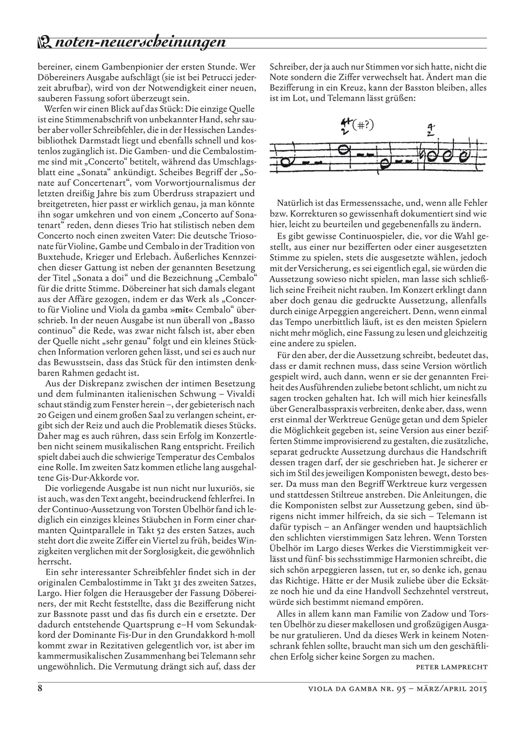 Georg Philipp Telemann (1681-1767) Sonata E-Dur für Violine, Viola da Gamba und Basso continuo - TWV 42:E6 – Bild 6