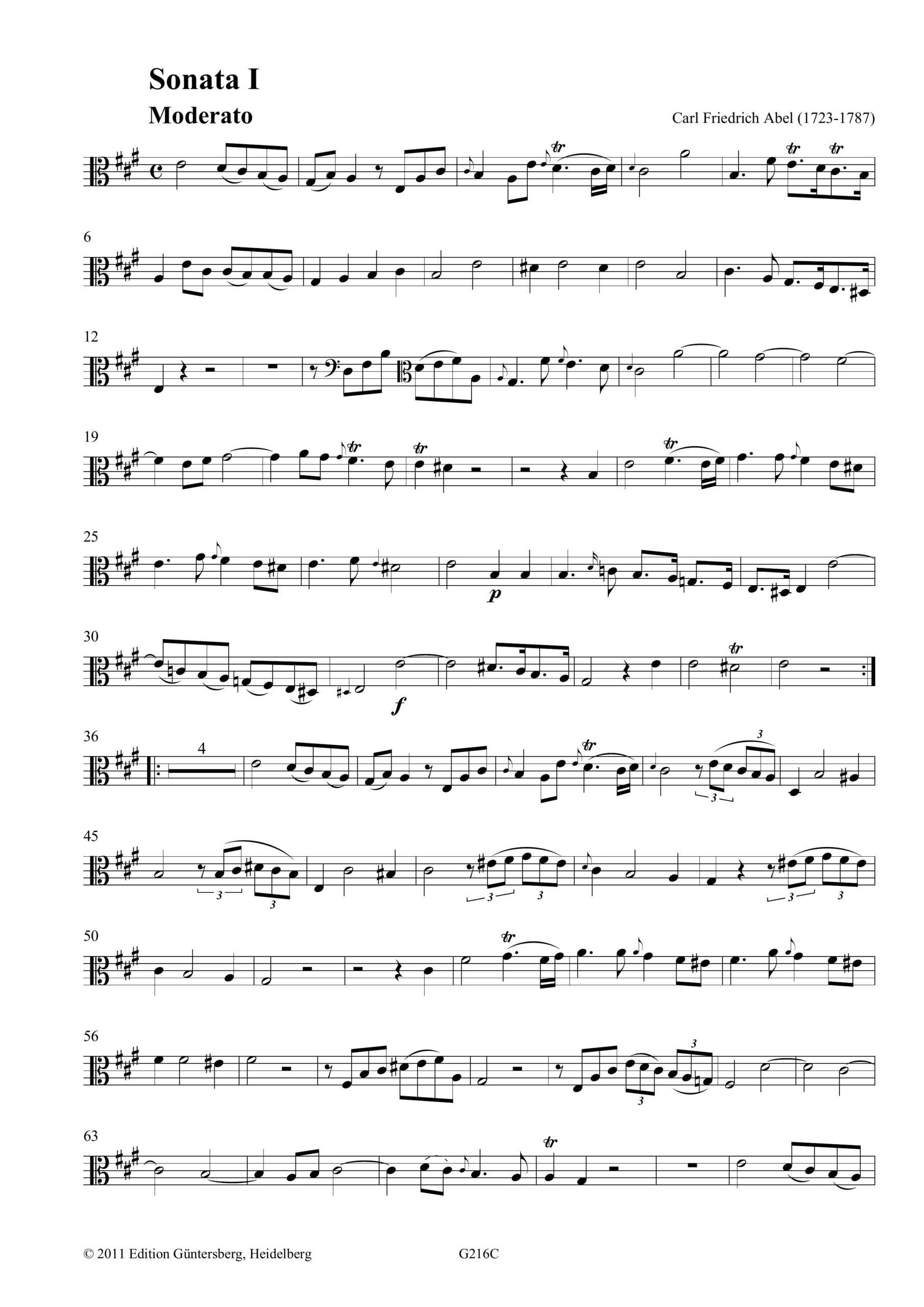 Carl Friedrich Abel (1723-1787) Six Sonatas op. 9 - für Violine, Violoncello/Viola da Gamba und Basso continuo – Bild 5