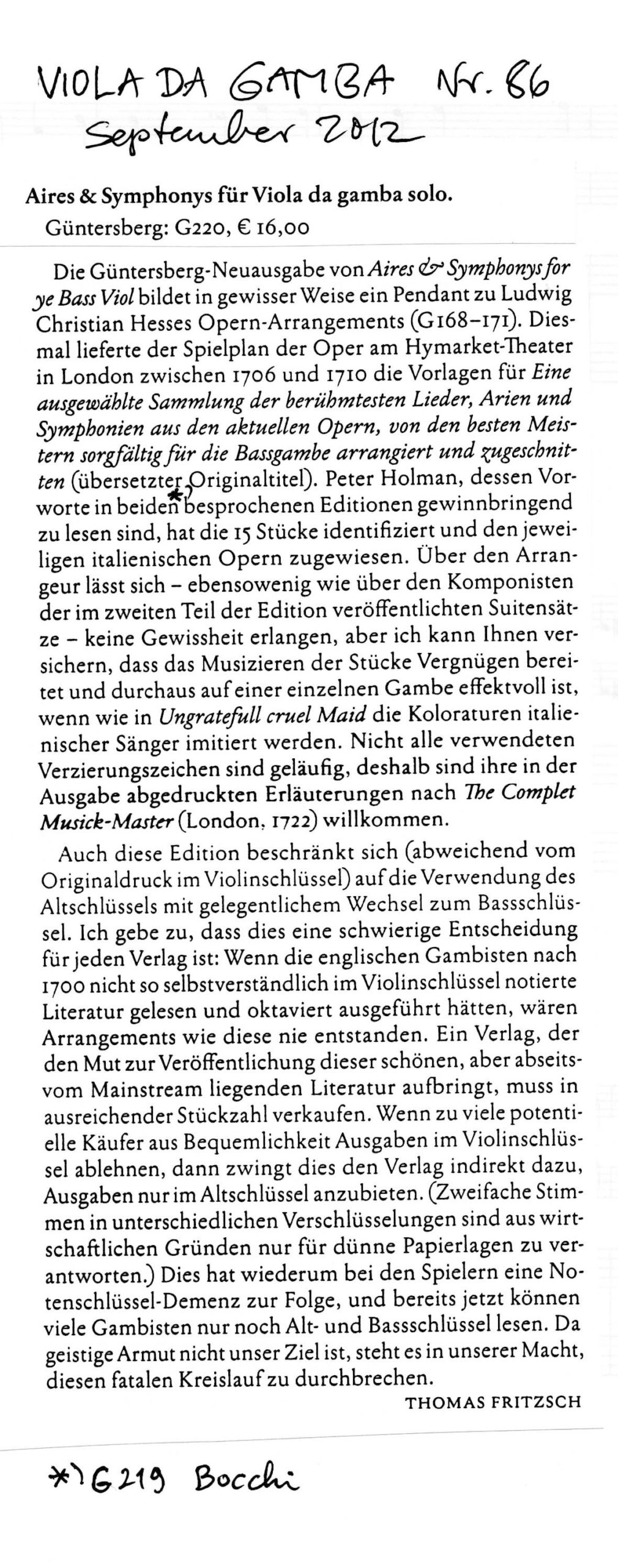 Anonym, London 1710 Aires & Symphonys - Opernmelodien und Stücke für den Unterricht für Viola da Gamba
solo – Bild 5
